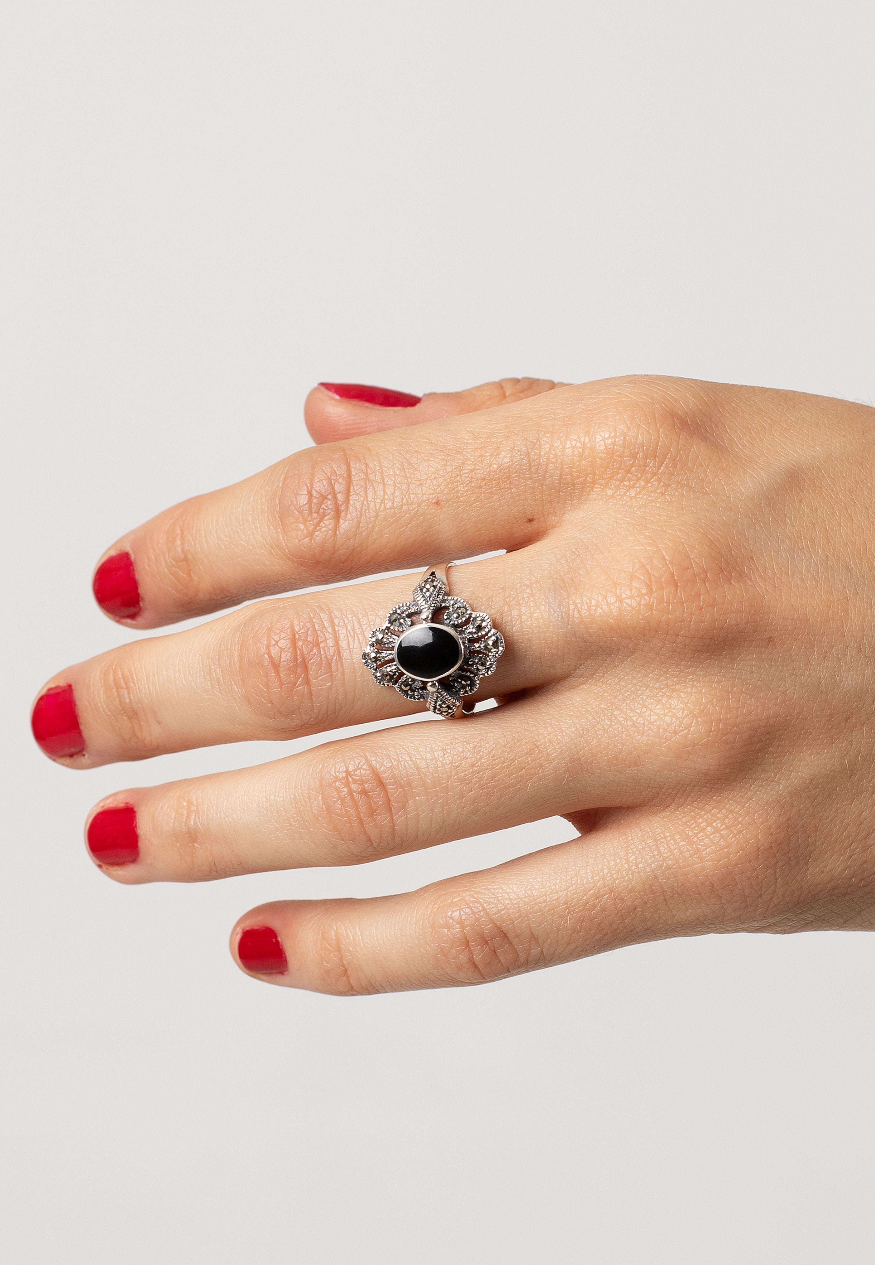 etNox - Black Marcasite mit Onyx - Ring | Neutral-Image