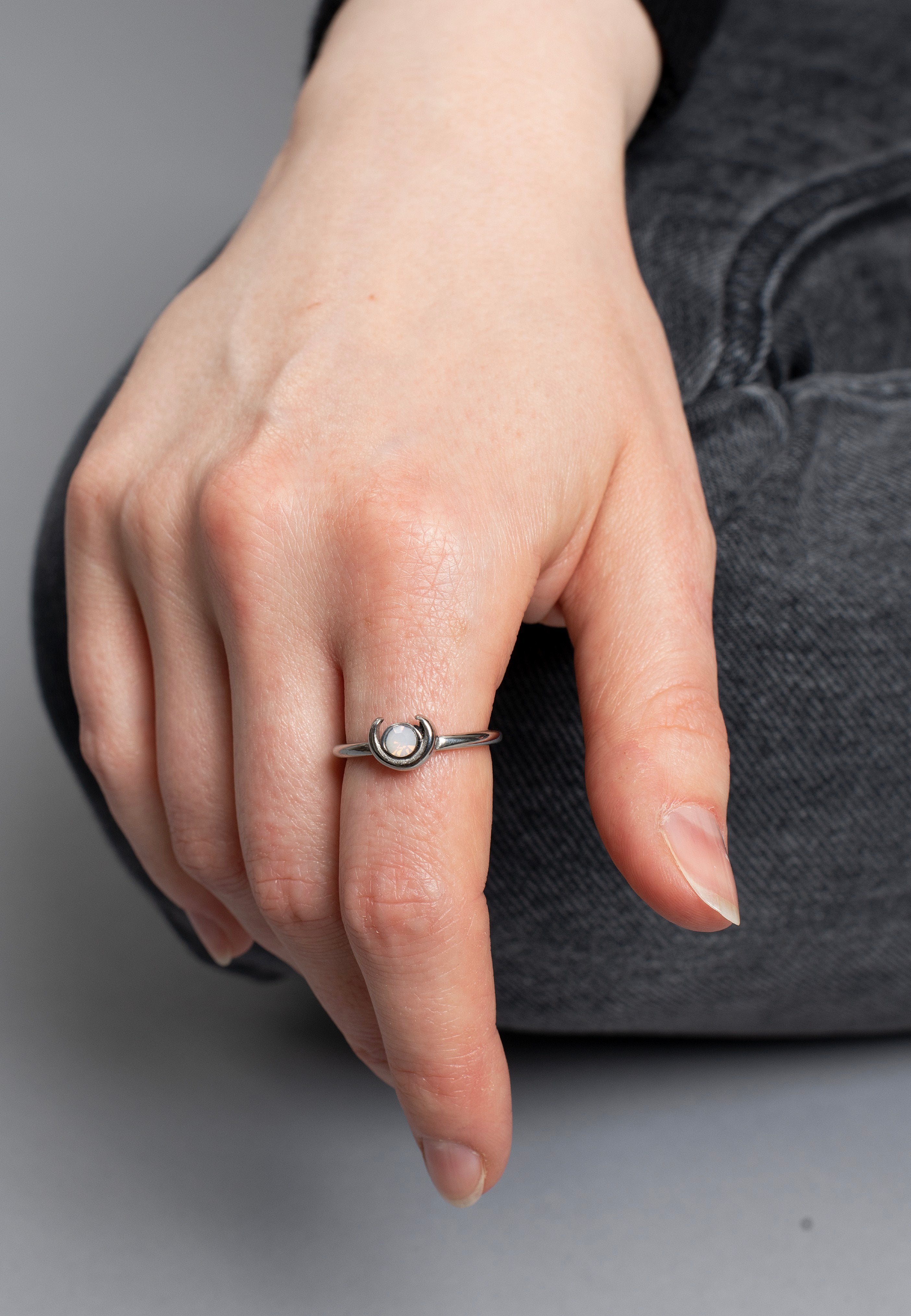 etNox - Mond Mit Stein Silver - Ring | Neutral-Image