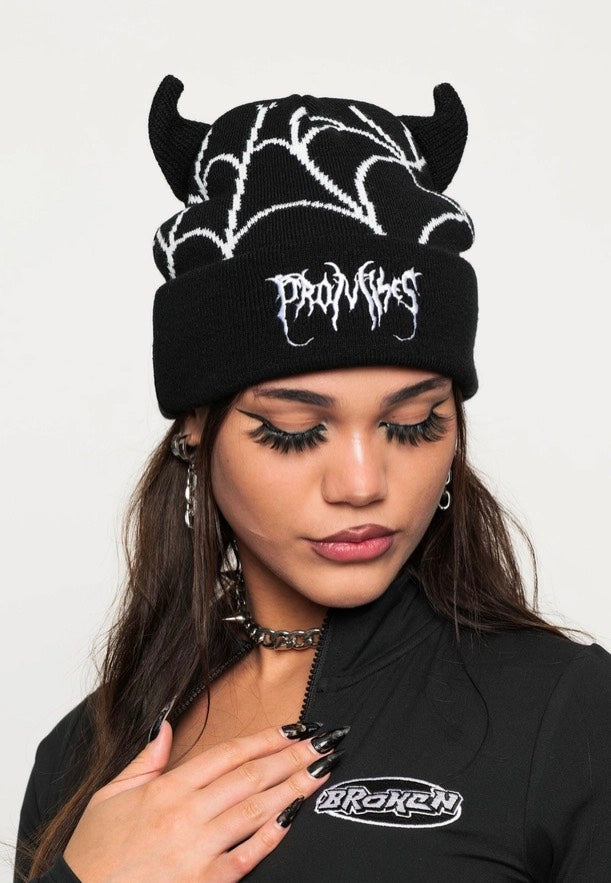 Broken Promises - Spiderweb Devil Horn Black - Beanie | Neutral-Image