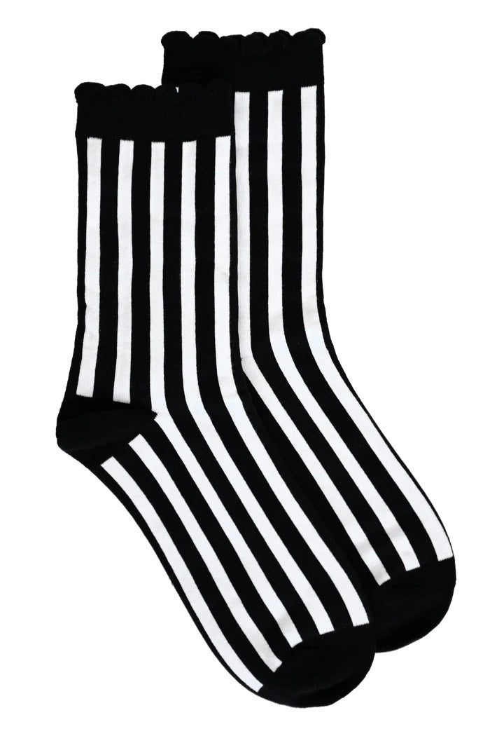 Foxblood - Vertical Stripes Black/White - Socks | Neutral-Image