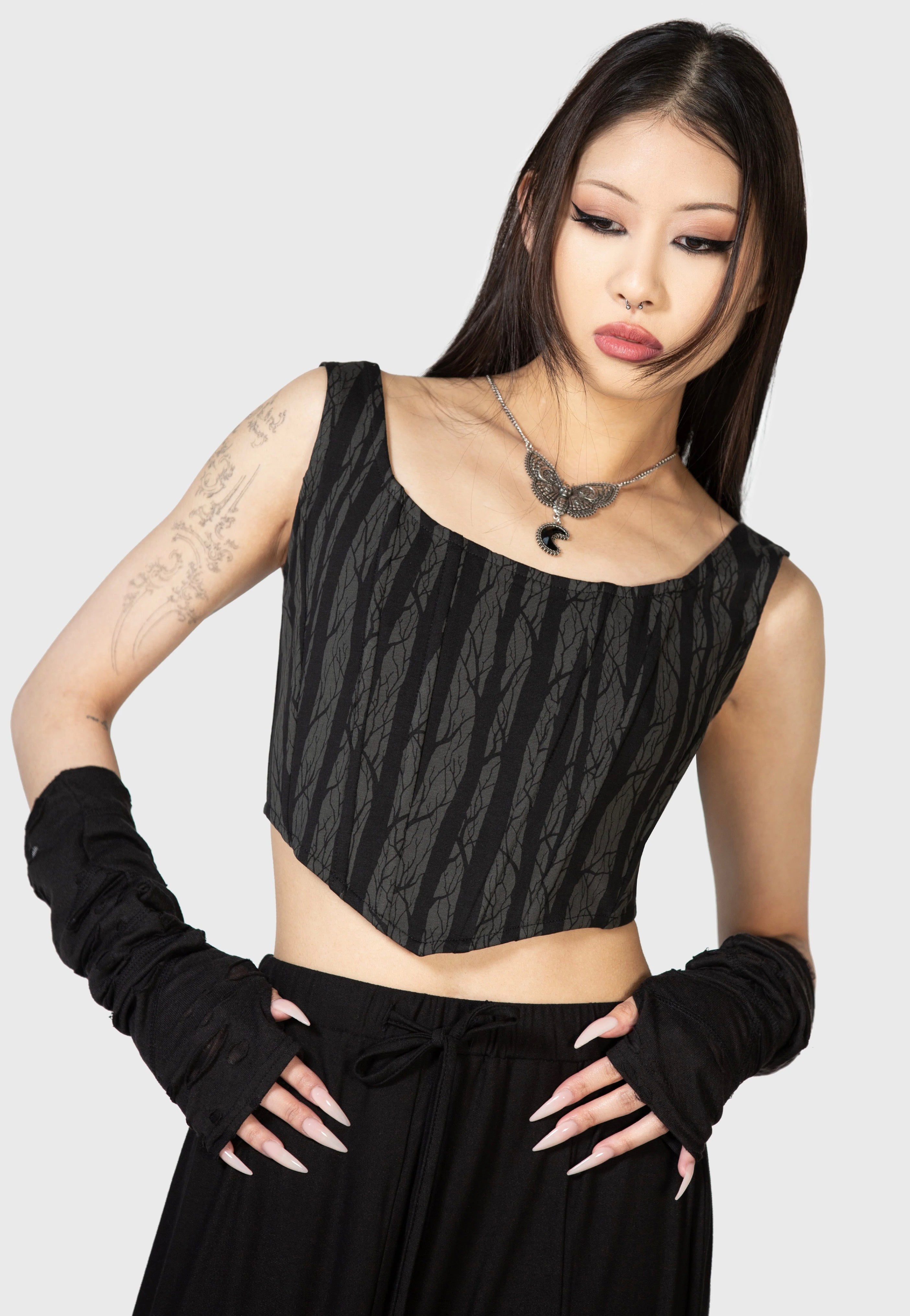 Killstar - Fearful Forest Corset Black - Top | Women-Image