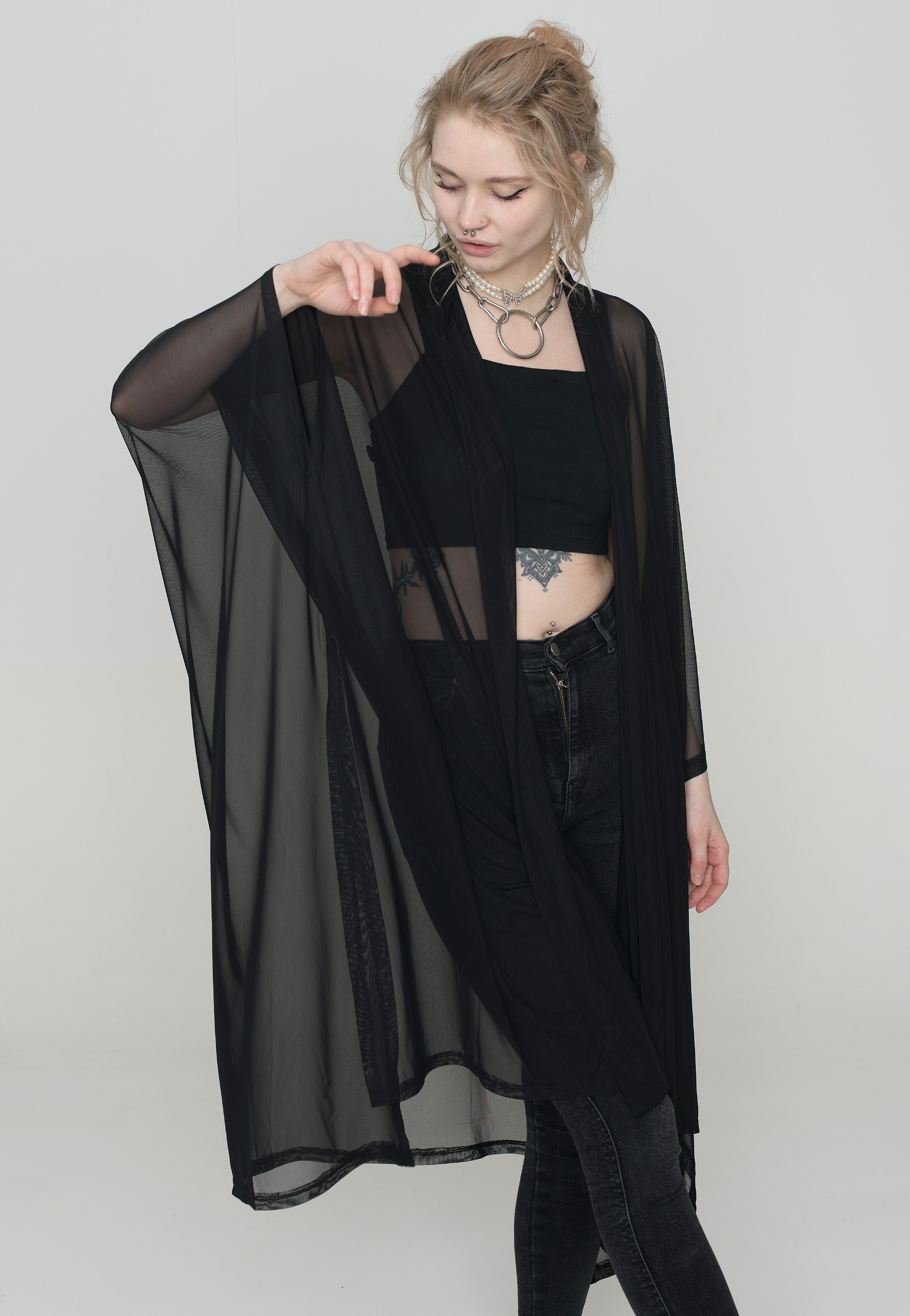 Foxblood - Lilith Mesh Oversized Black - Cardigan | Women-Image