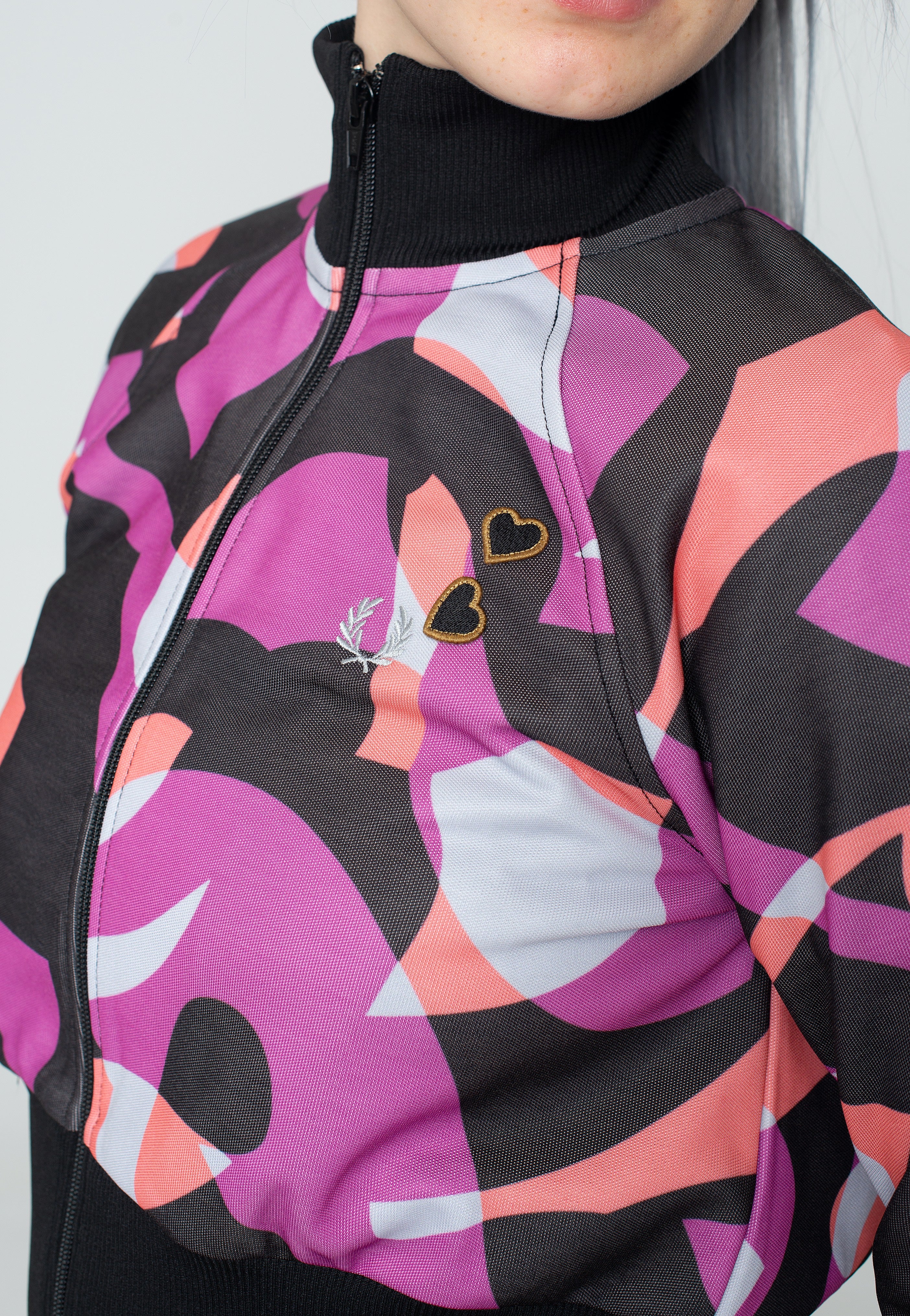 Fred Perry x Amy Winehouse - Abstract Print Track Black - Track Jacket | Women-Image