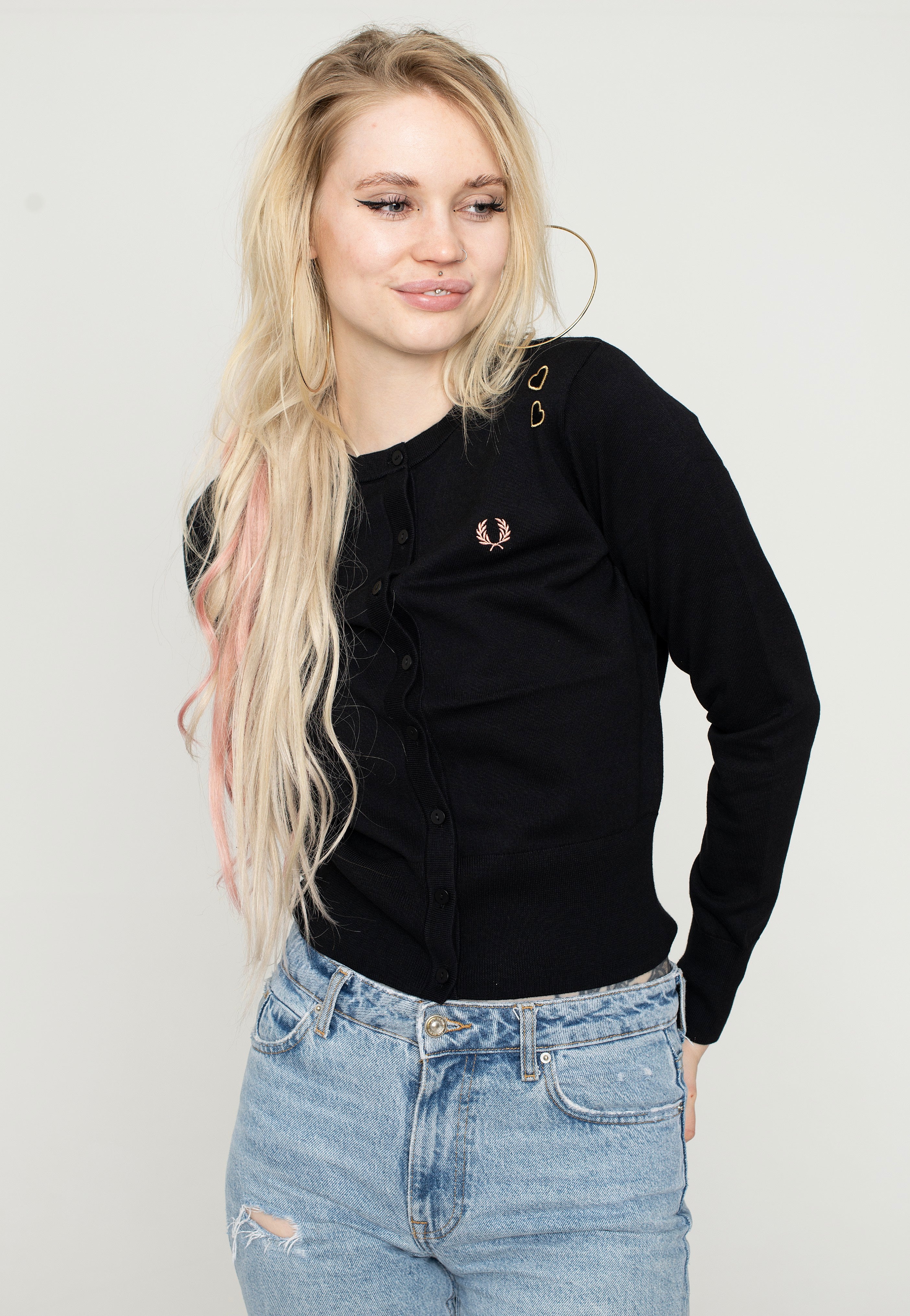 Fred Perry x Amy Winehouse - Button Though Black - Cardigan | Women-Image