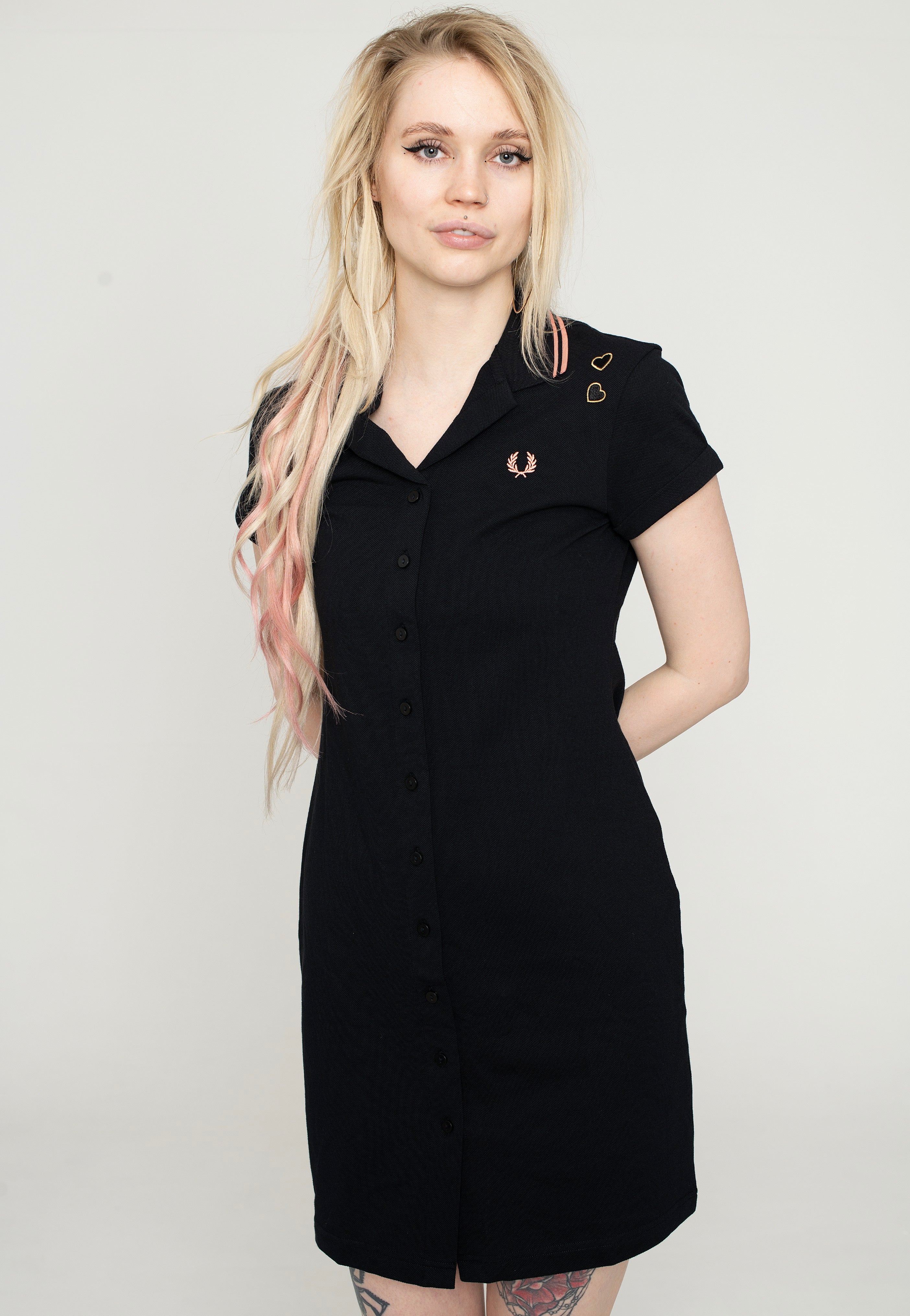 Fred Perry x Amy Winehouse - Button Thru Pique Shirt Black - Dress | Women-Image