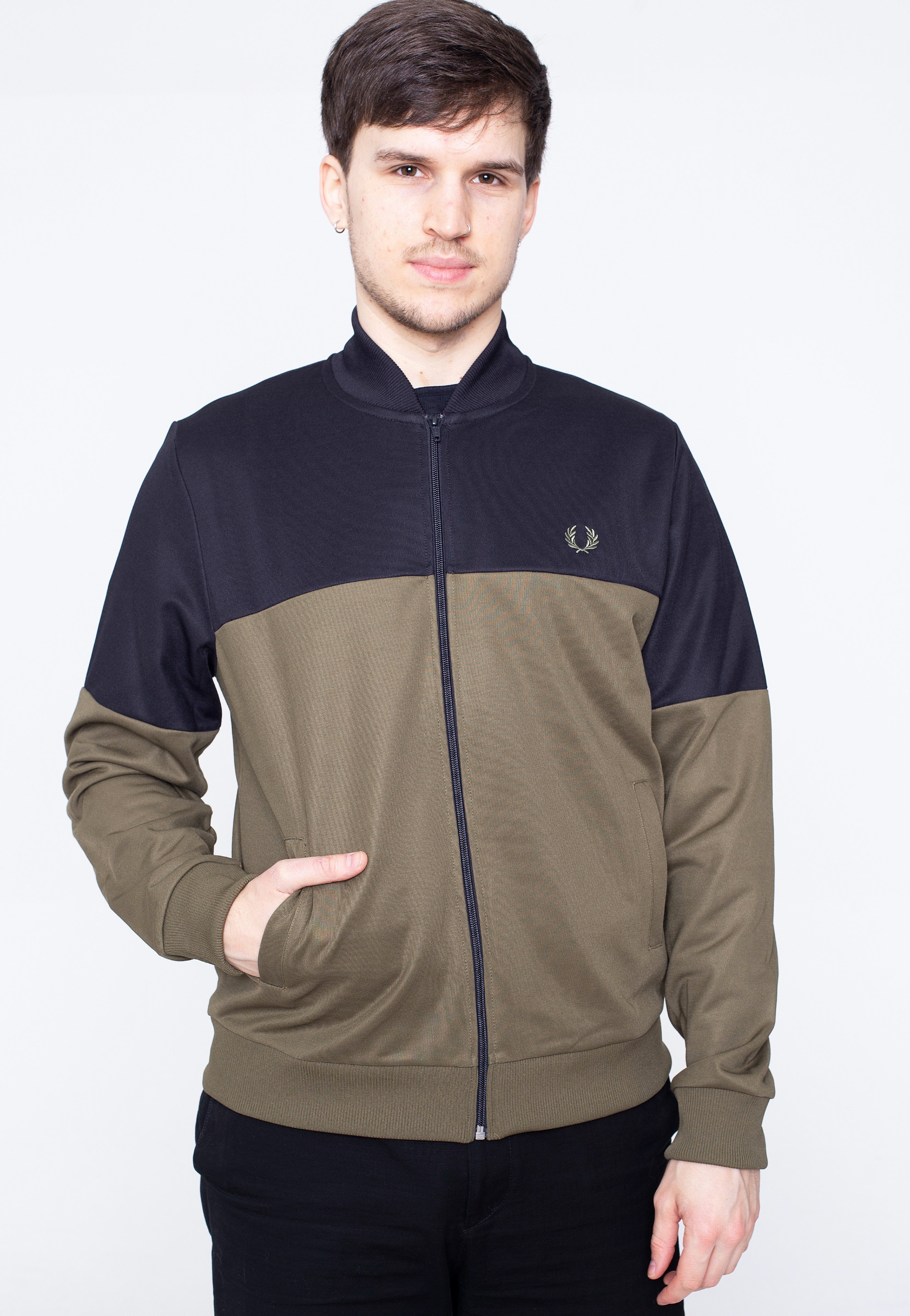 Fred Perry - Colour Block Track Military Green - Track Jacket | Men-Image