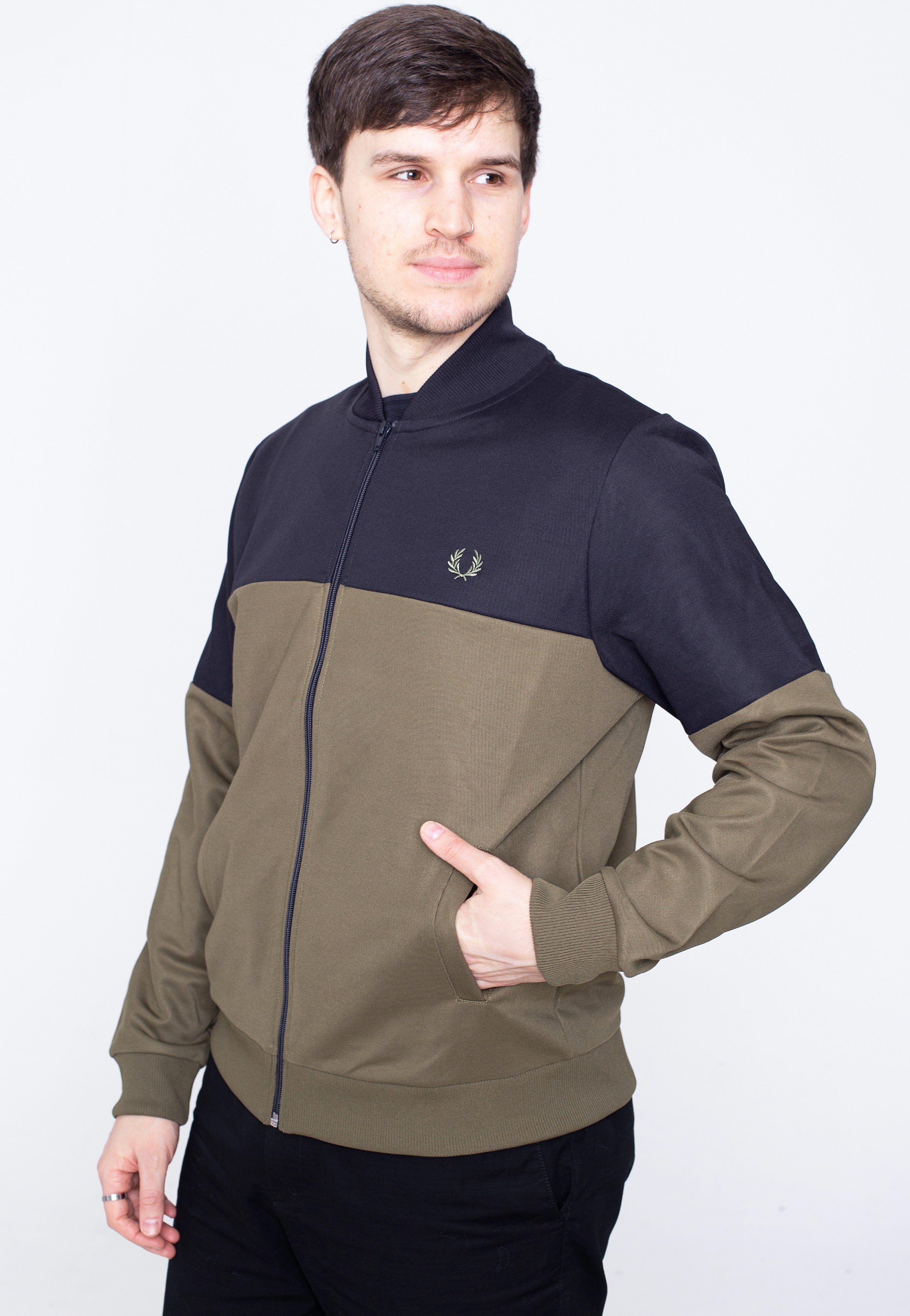 Fred Perry - Colour Block Track Military Green - Track Jacket | Men-Image