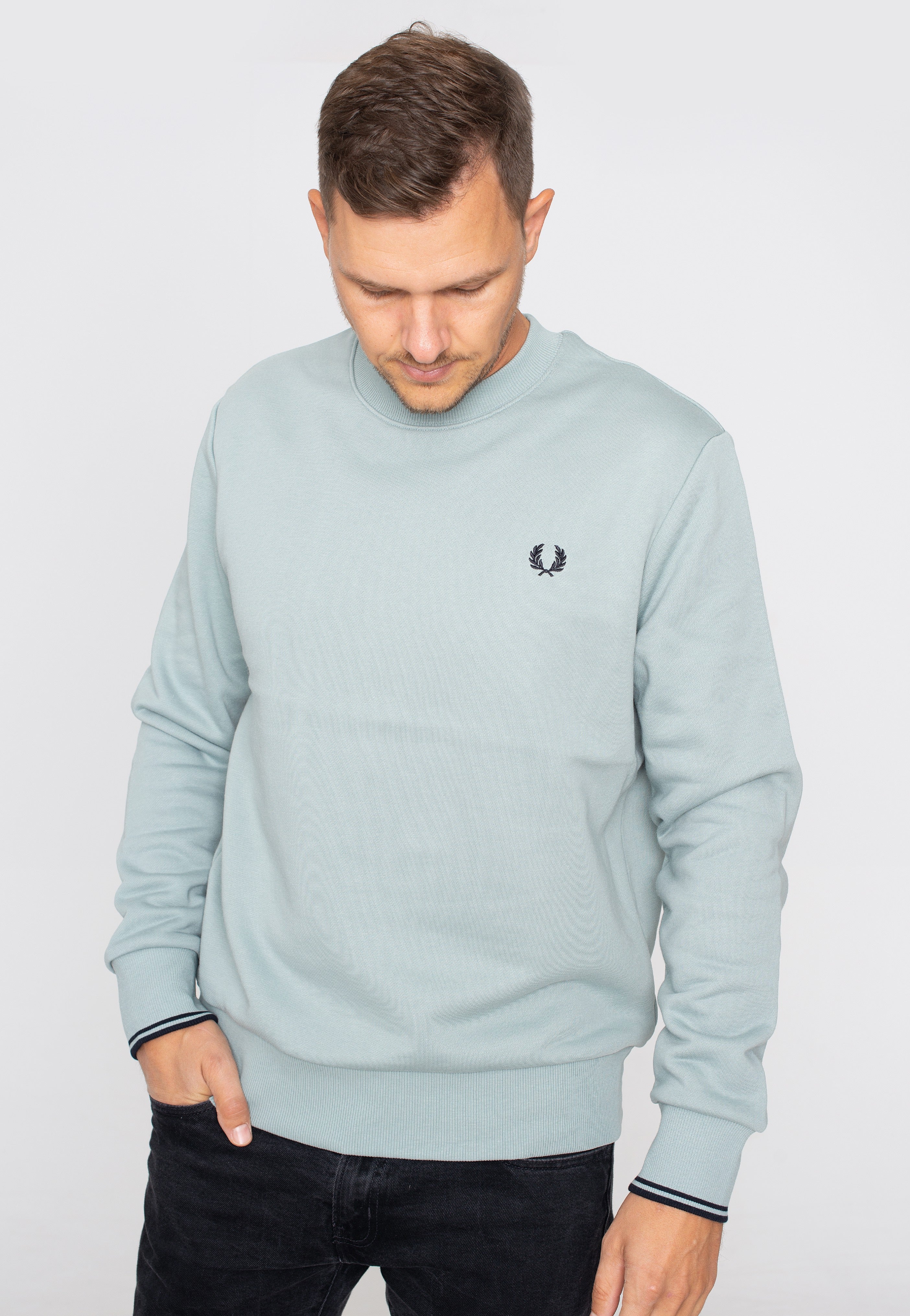 Fred Perry - Crew Neck Silver Blue - Sweater | Men-Image