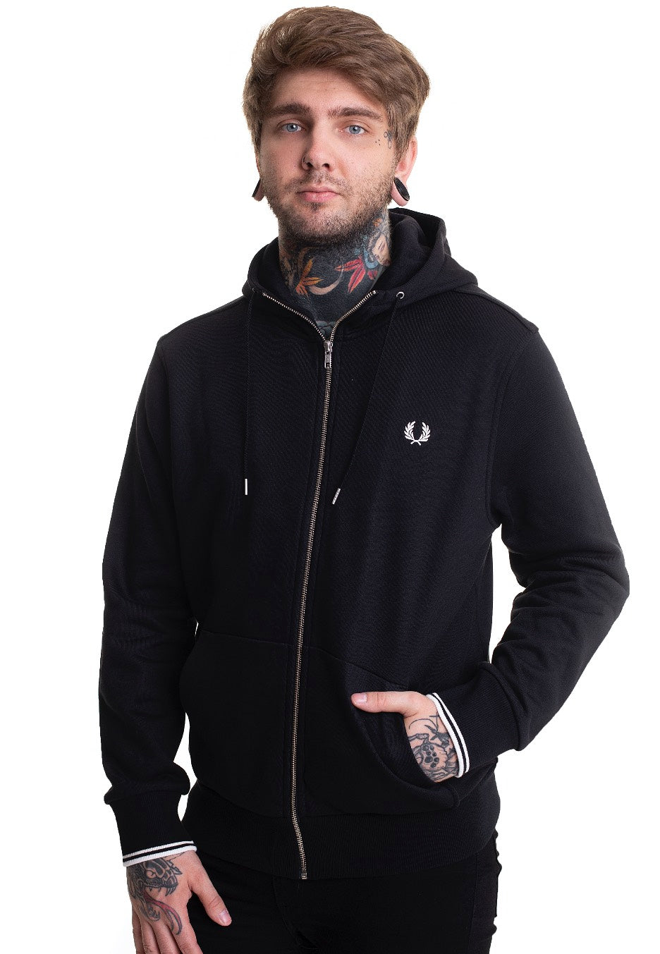 Fred Perry - Hooded Zip Through Black - Zipper | Men-Image