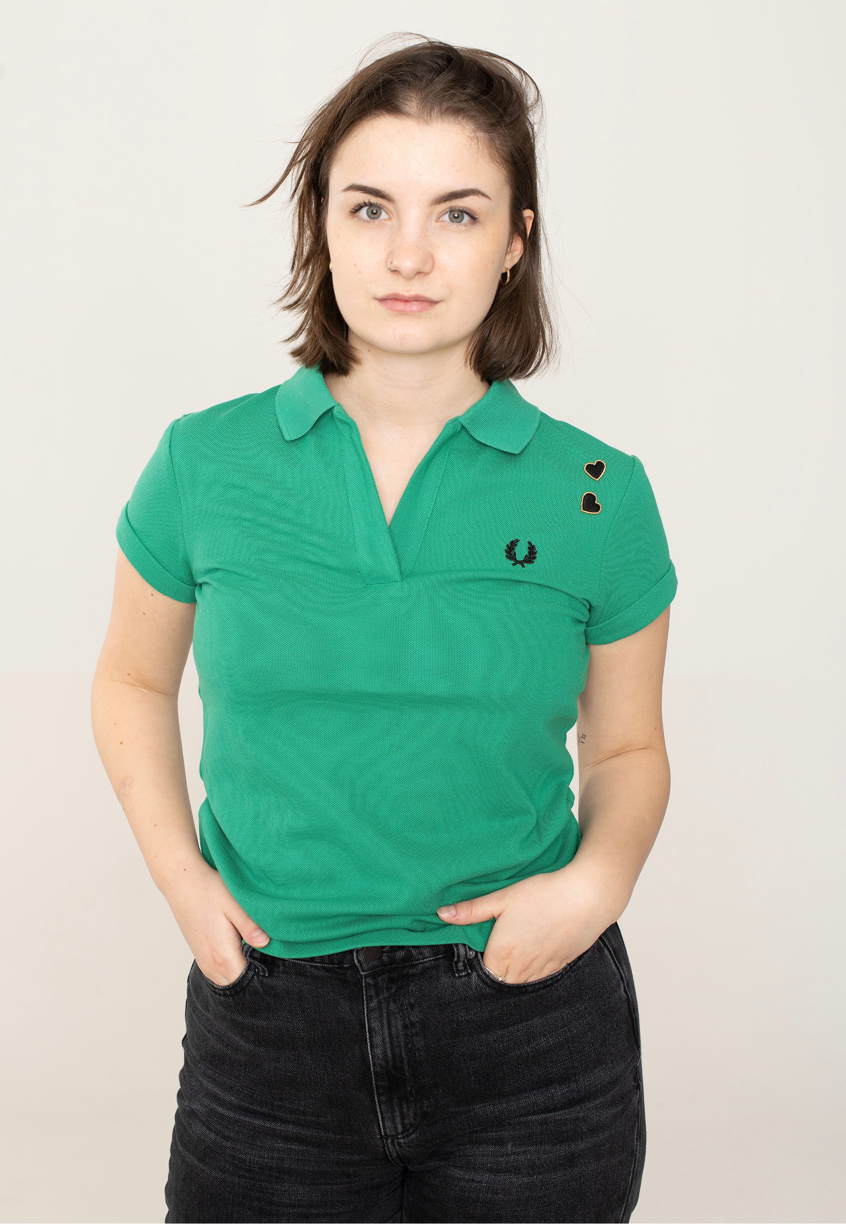 Fred Perry x Amy Winehouse - Open Collar Pique Fred Perry Green - Polo | Women-Image