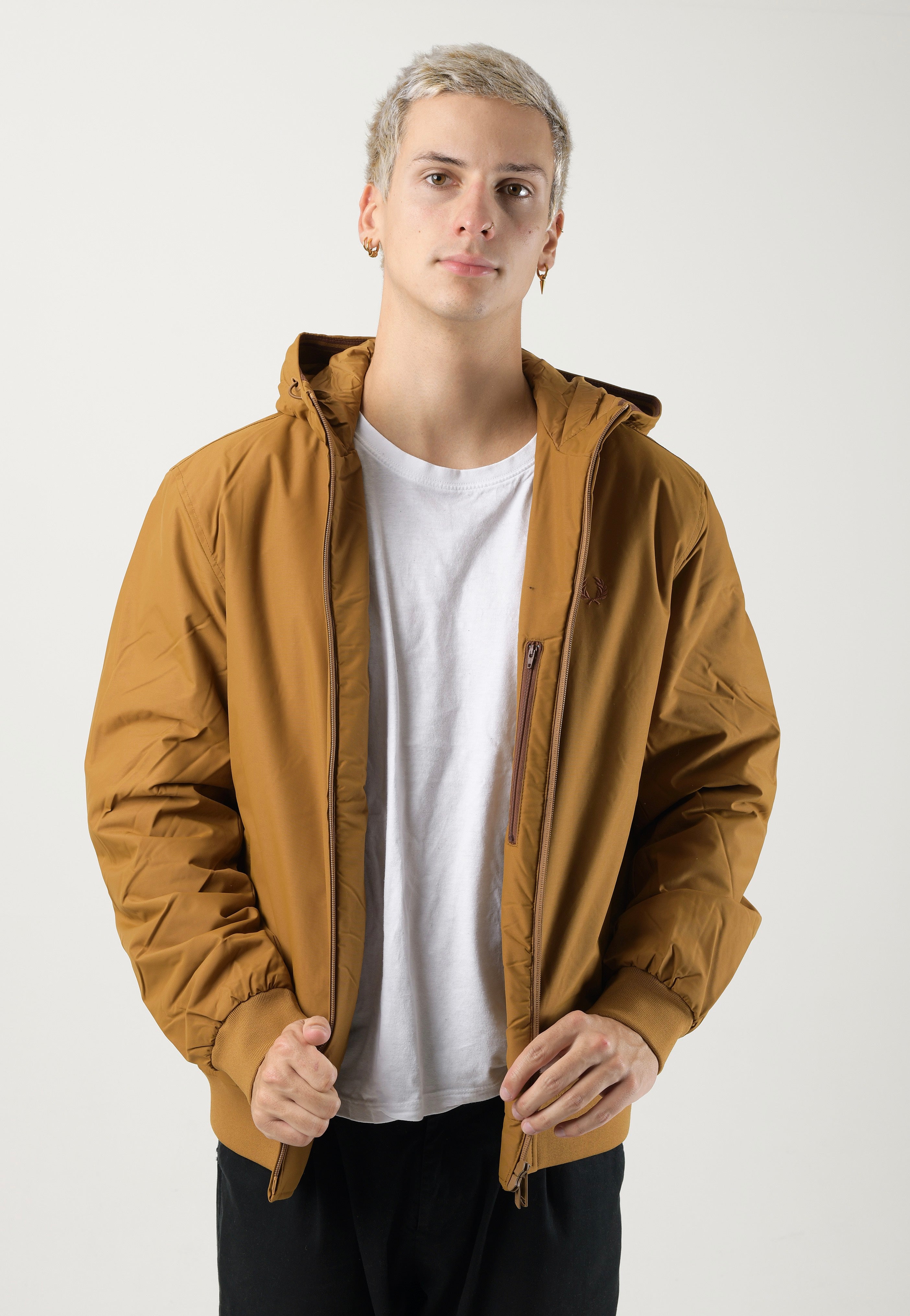 Fred Perry - Padded Hooded Brentham Dark Caramel - Jacket | Men-Image