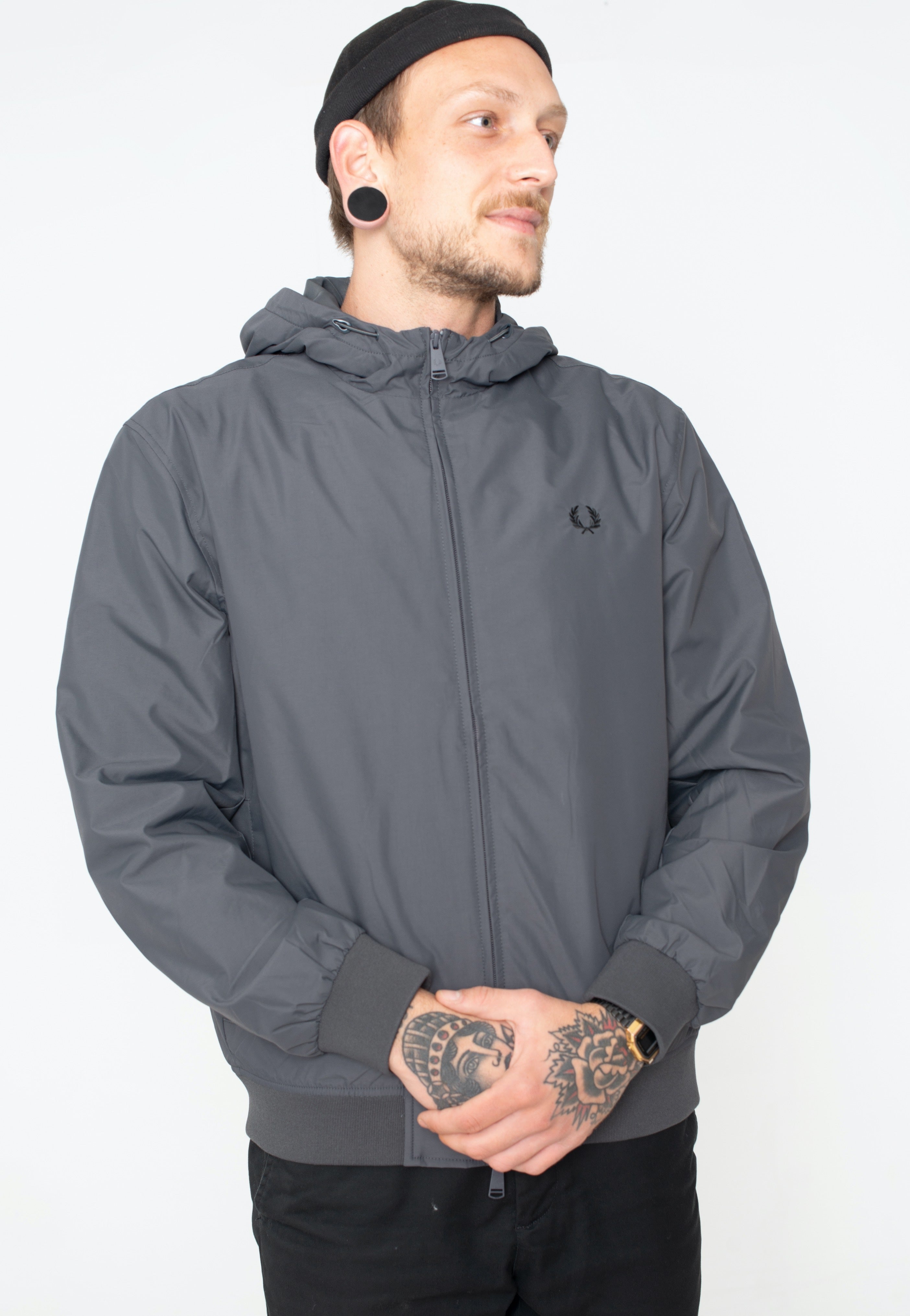 Fred Perry - Padded Hooded Brentham Gunmetal - Jacket | Men-Image