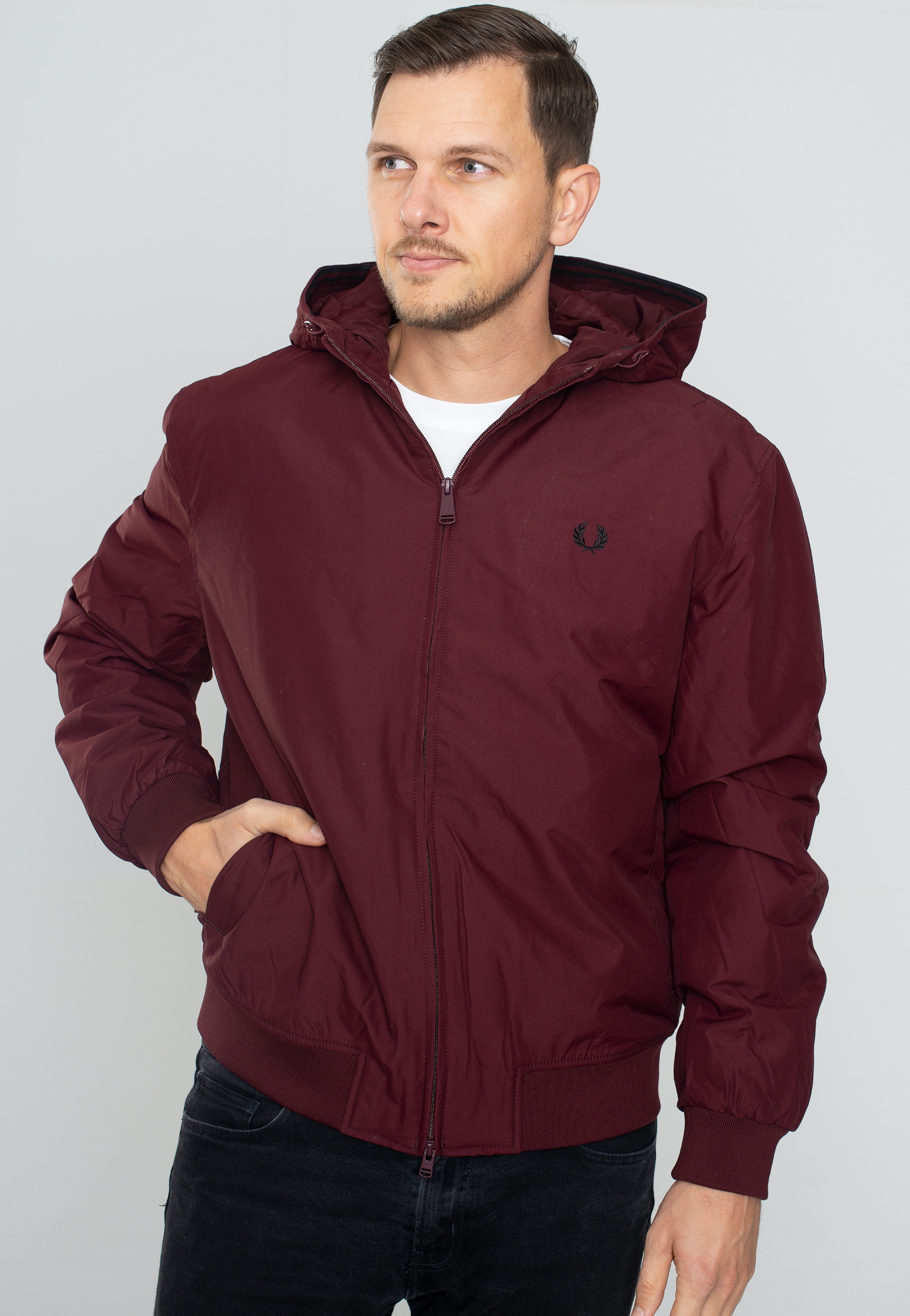 Fred Perry - Padded Hooded Brentham Oxblood - Jacket | Men-Image