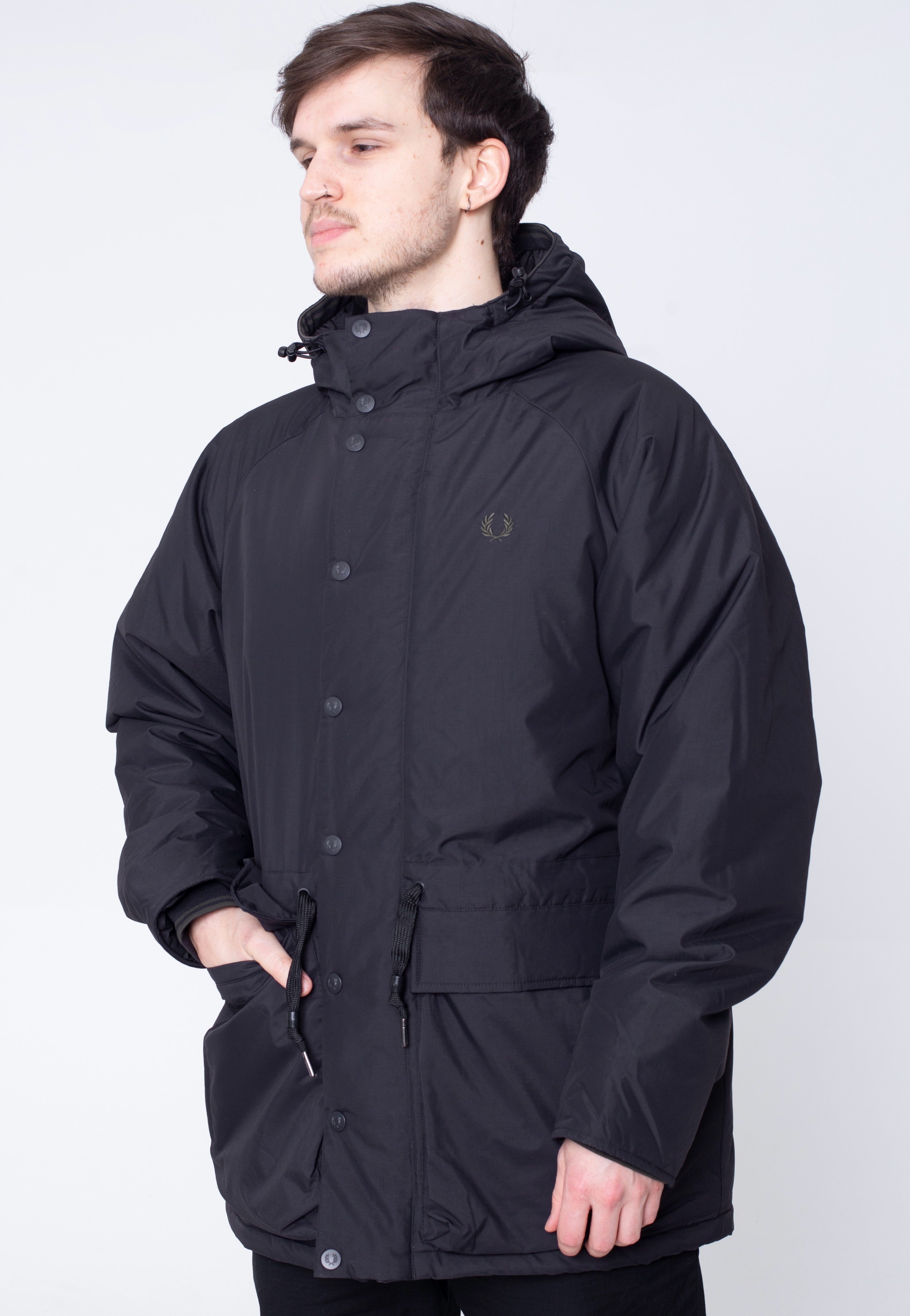 Fred Perry - Padded Zip Through Black/Black - Jacket | Men-Image