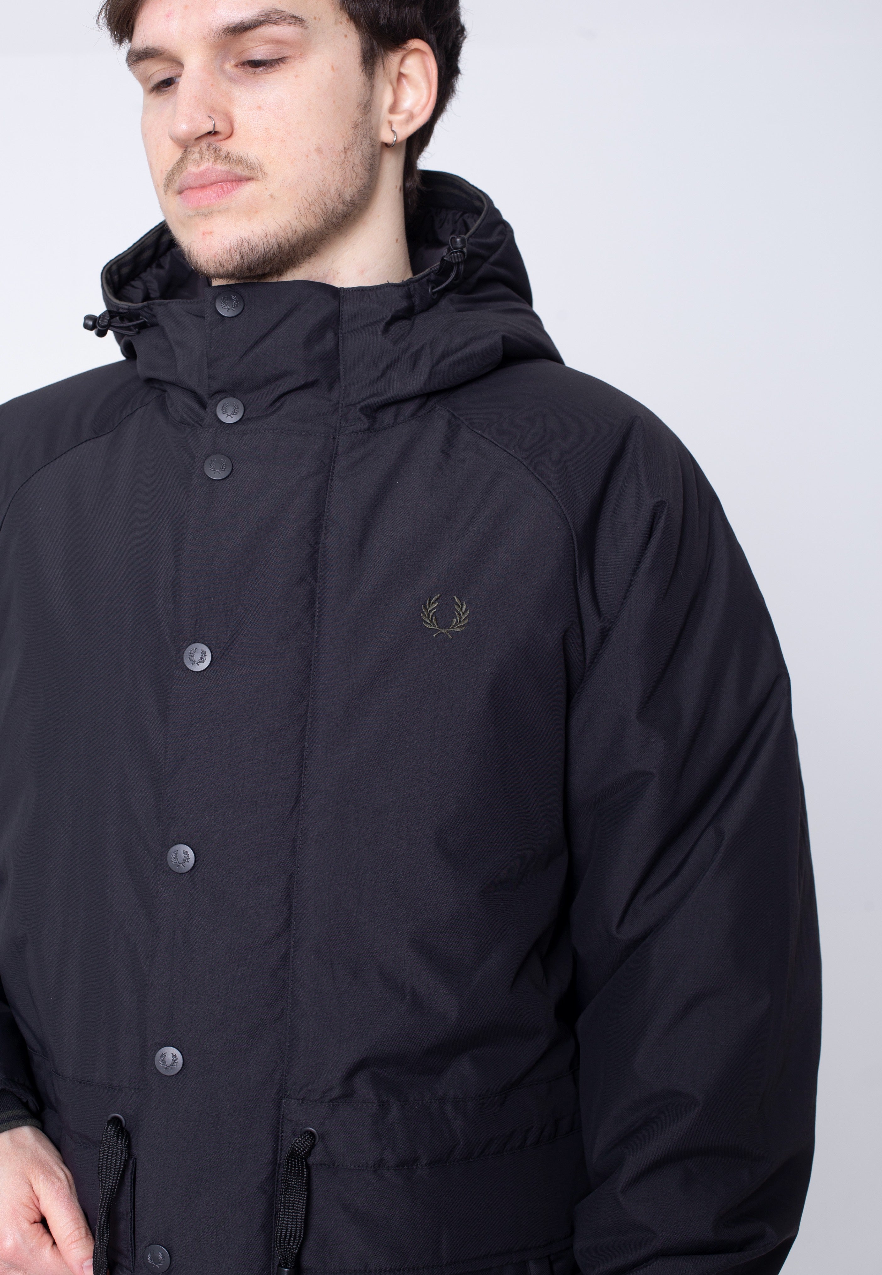 Fred Perry - Padded Zip Through Black/Black - Jacket | Men-Image