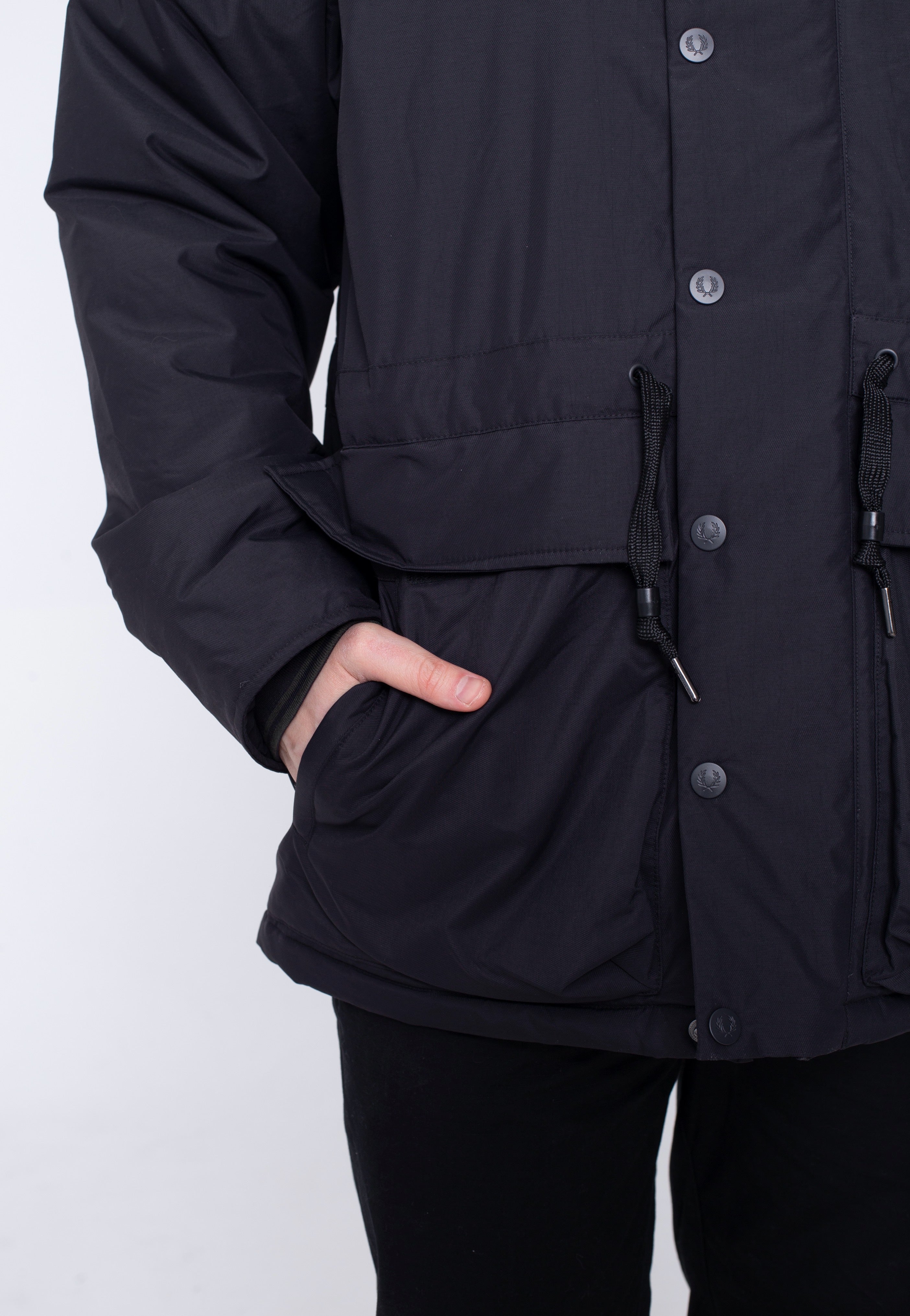 Fred Perry - Padded Zip Through Black/Black - Jacket | Men-Image