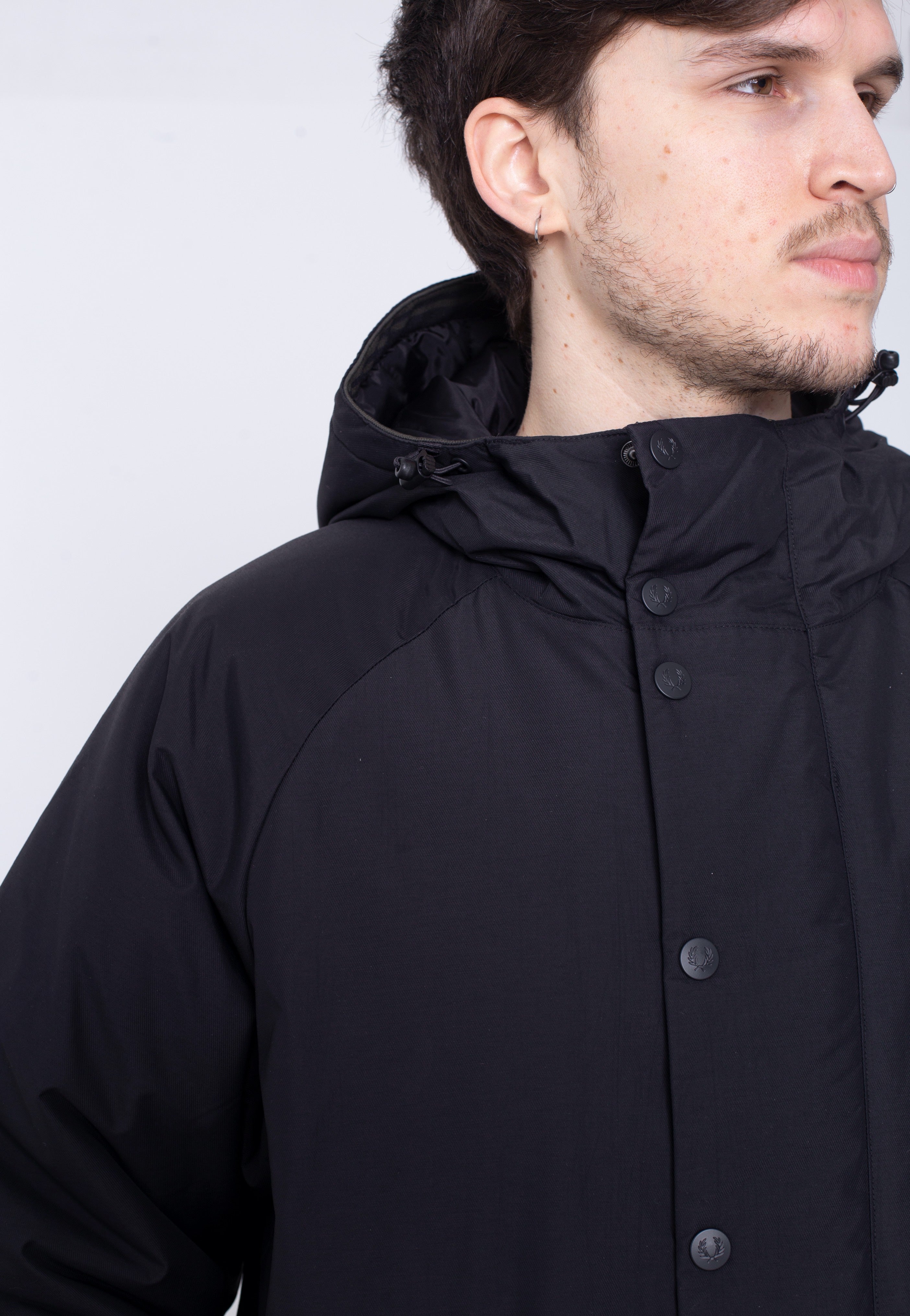 Fred Perry - Padded Zip Through Black/Black - Jacket | Men-Image