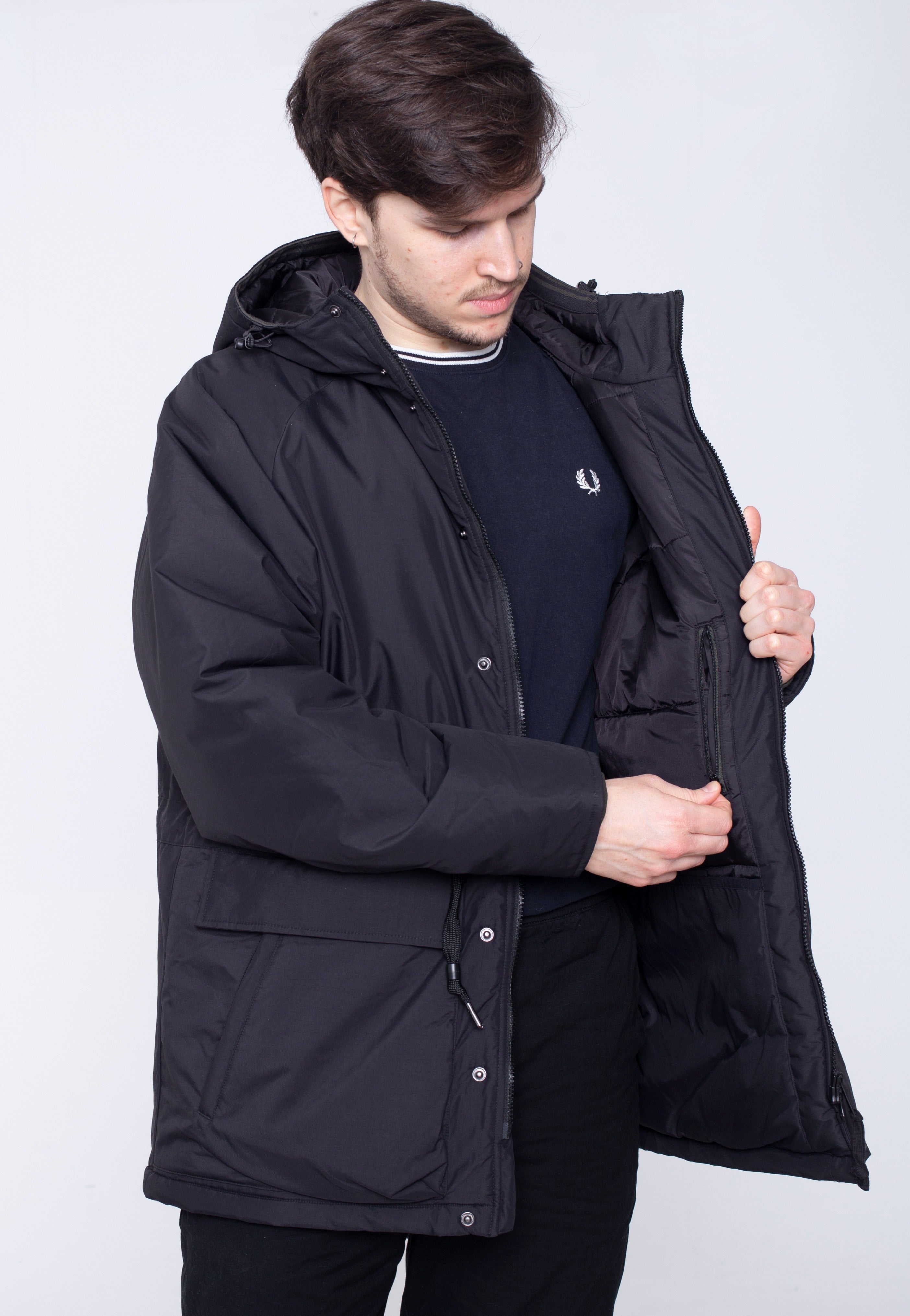 Fred Perry - Padded Zip Through Black/Black - Jacket | Men-Image