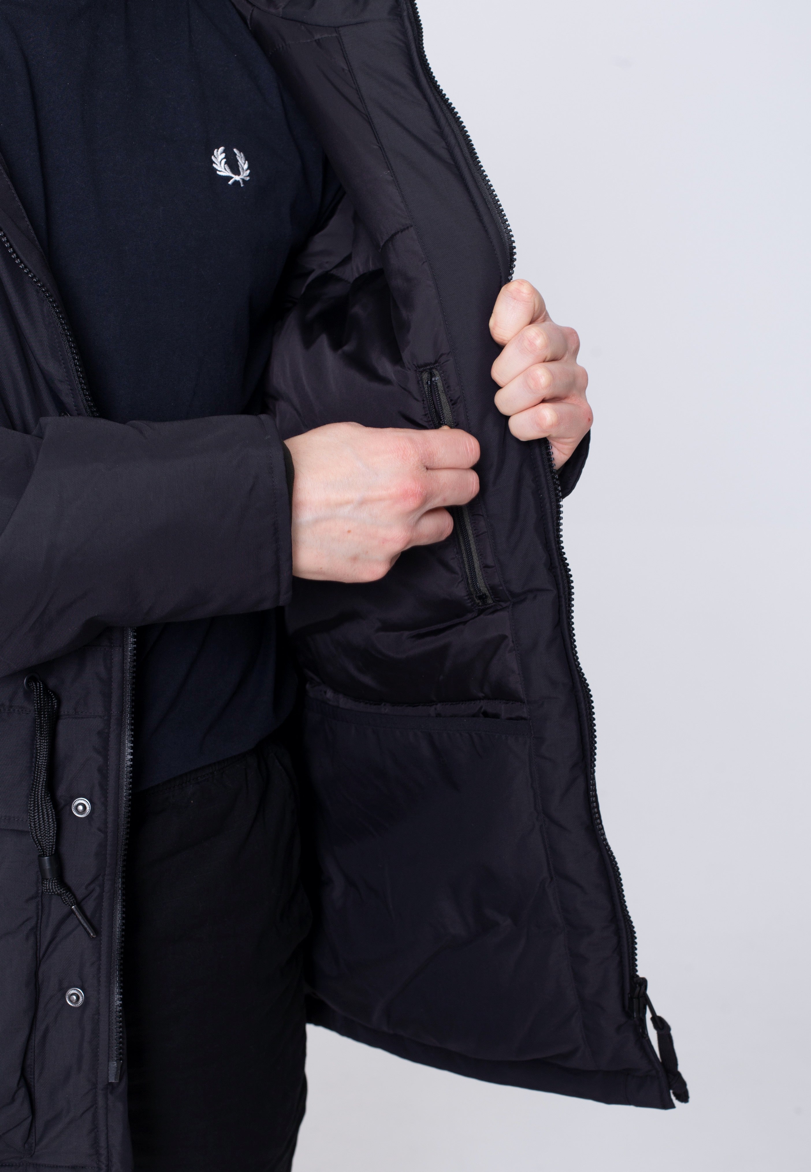 Fred Perry - Padded Zip Through Black/Black - Jacket | Men-Image