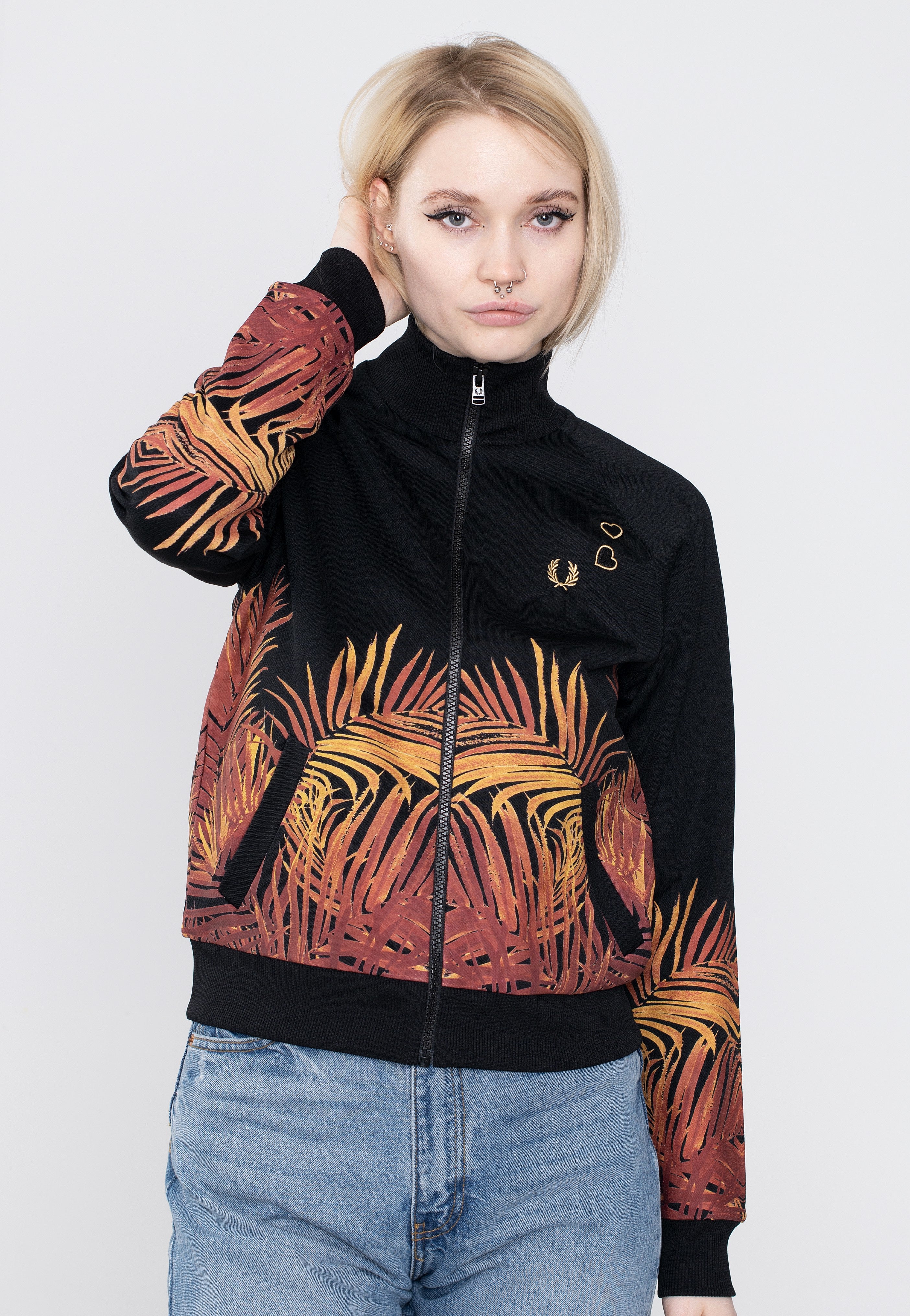 Fred Perry x Amy Winehouse - Palm Print Track Black - Track Jacket | Women-Image