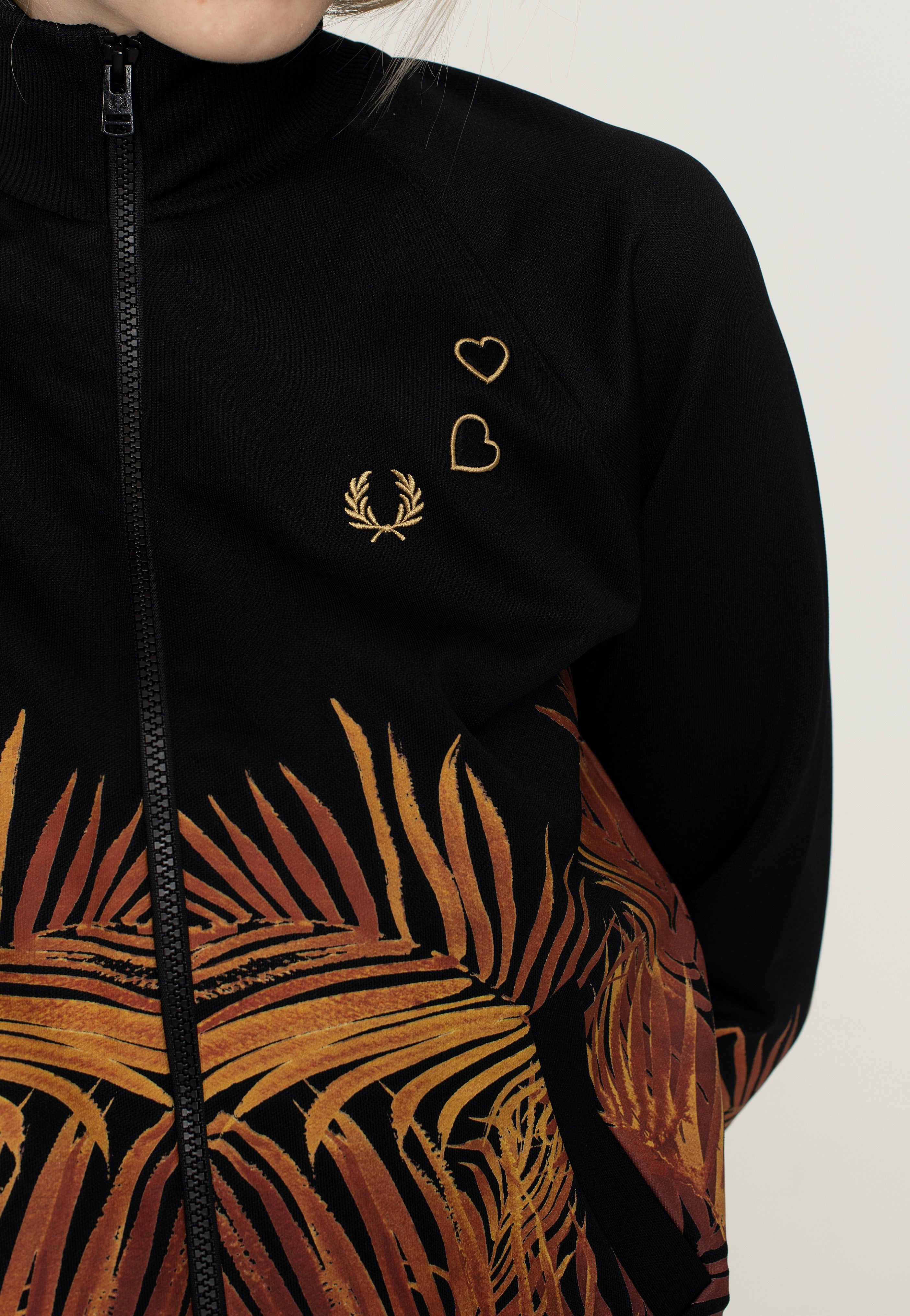 Fred Perry x Amy Winehouse - Palm Print Track Black - Track Jacket | Women-Image