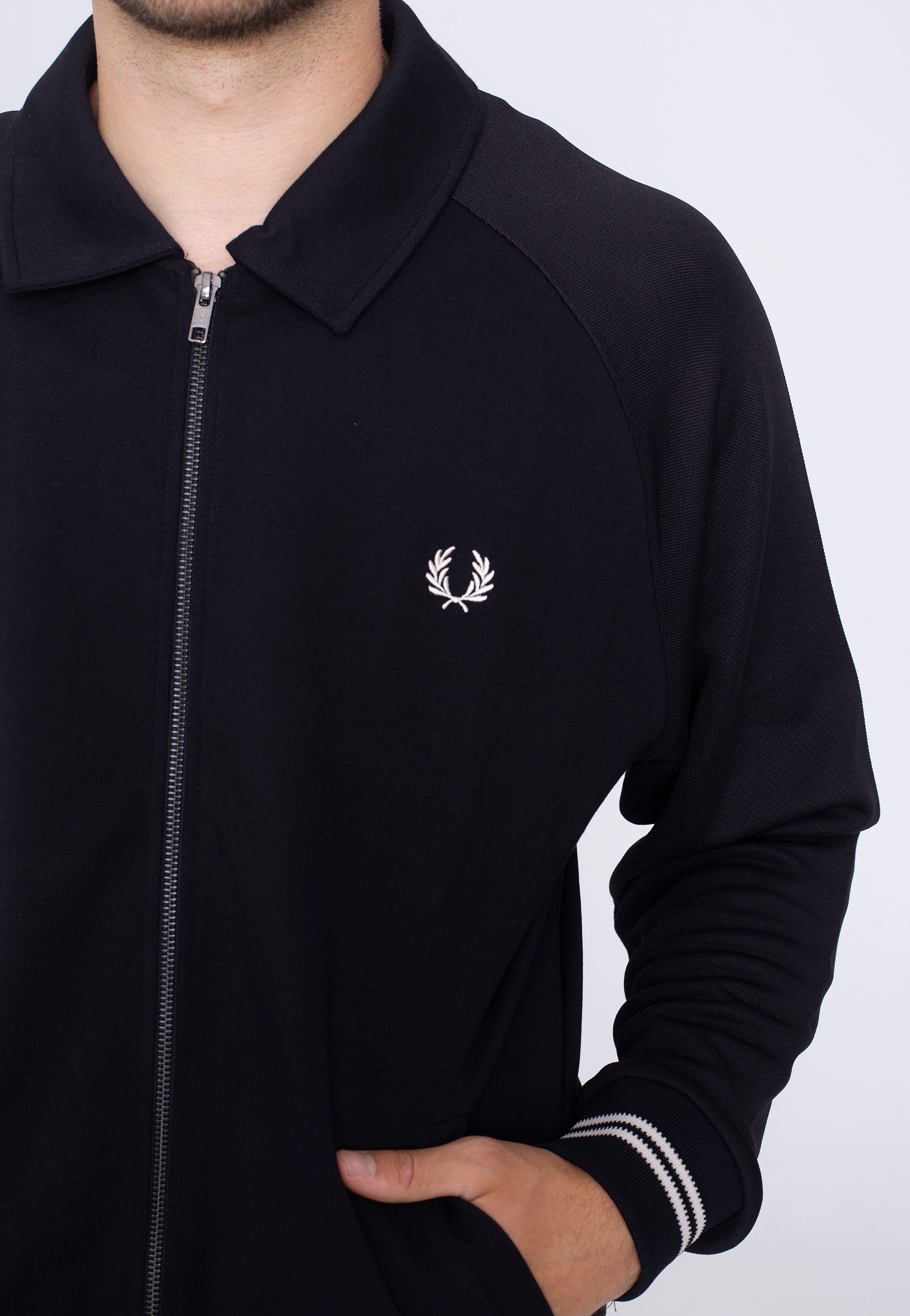 Fred Perry - Pique Texture Track Black - Track Jacket | Men-Image