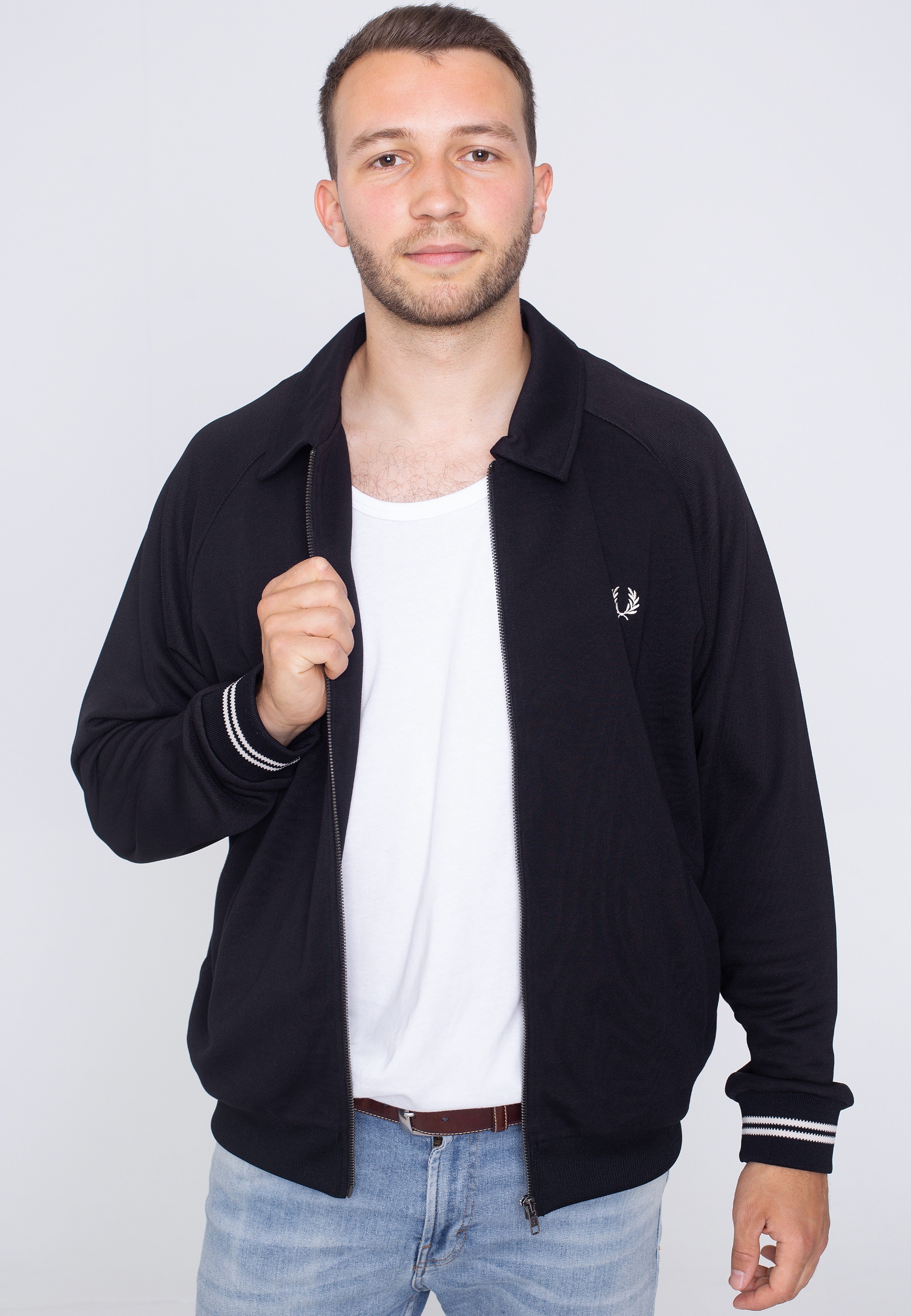 Fred Perry - Pique Texture Track Black - Track Jacket | Men-Image