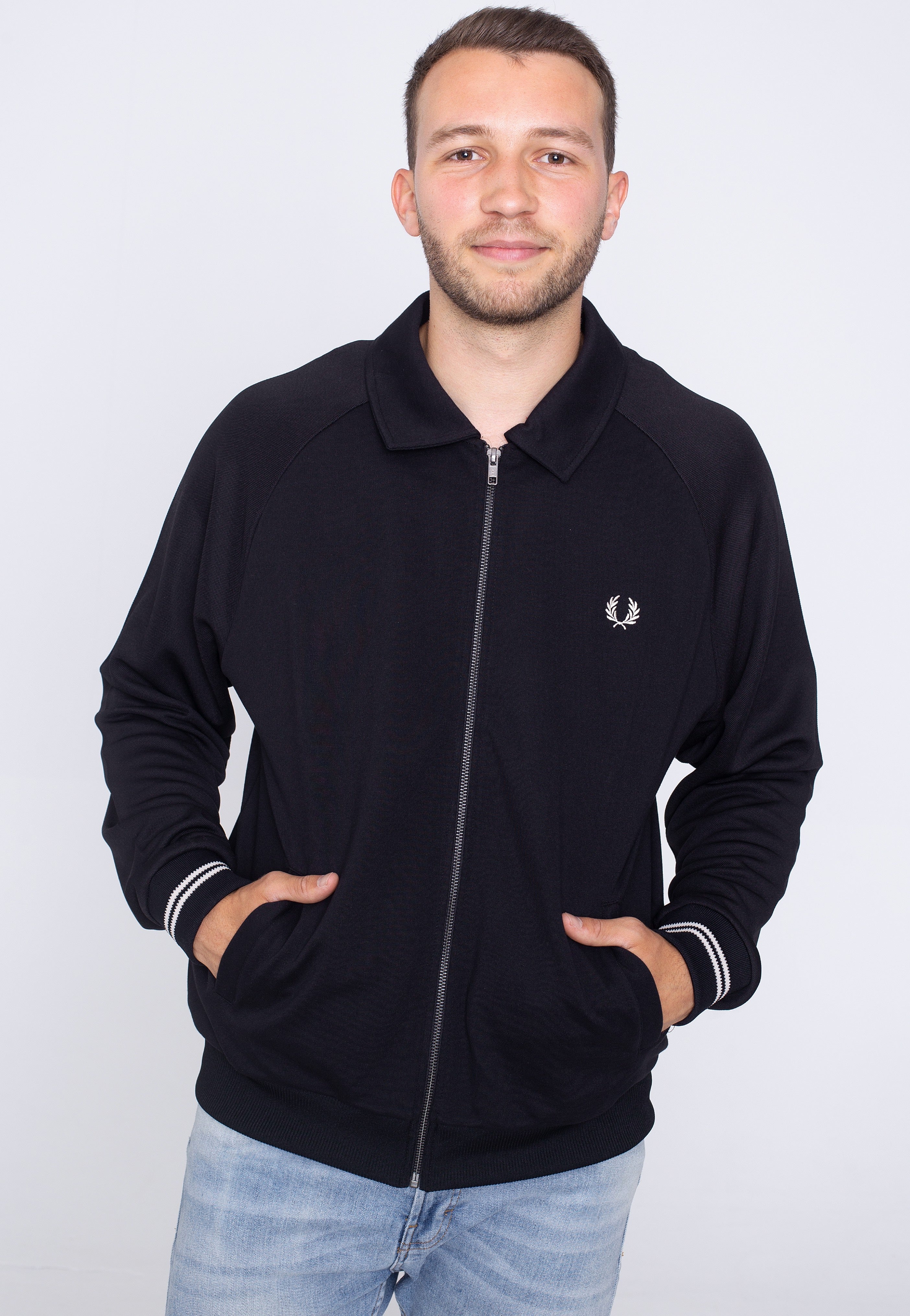 Fred Perry - Pique Texture Track Black - Track Jacket | Men-Image