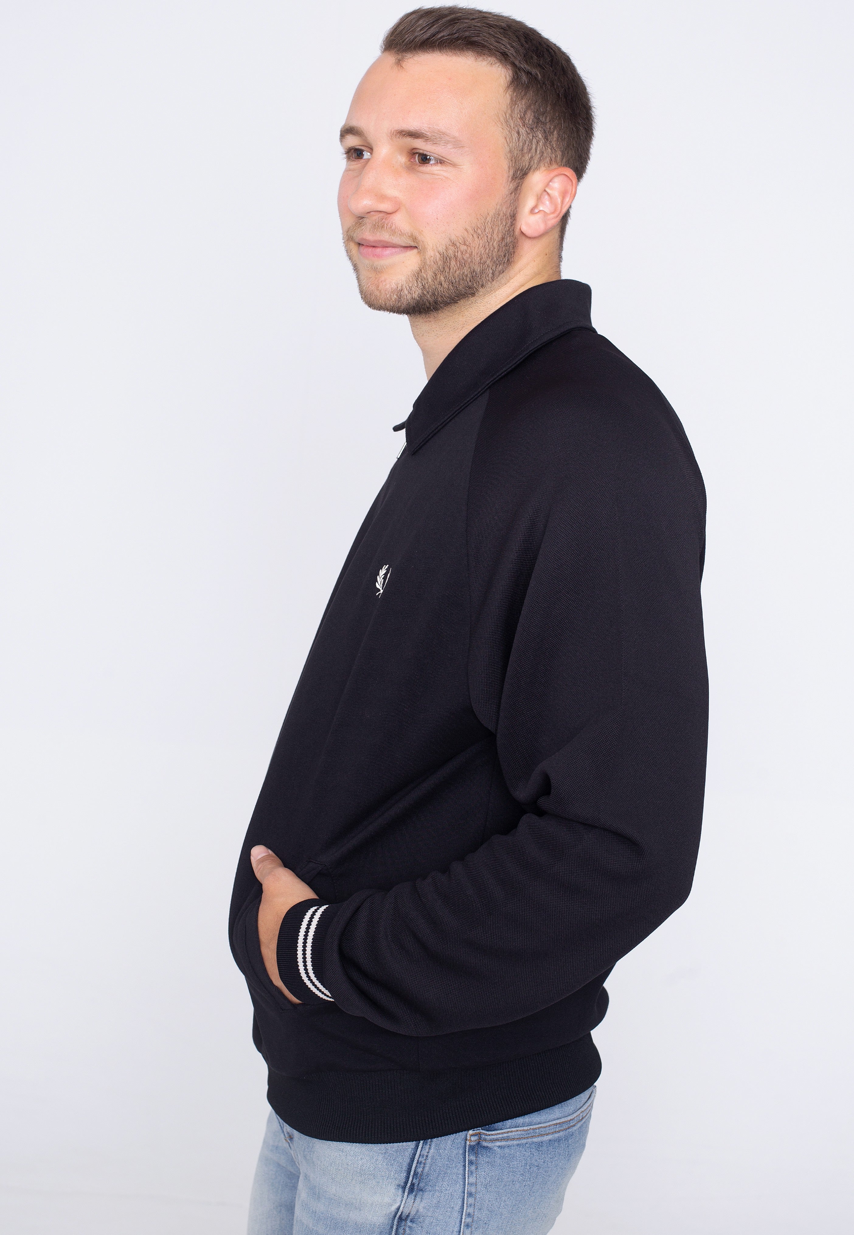 Fred Perry - Pique Texture Track Black - Track Jacket | Men-Image