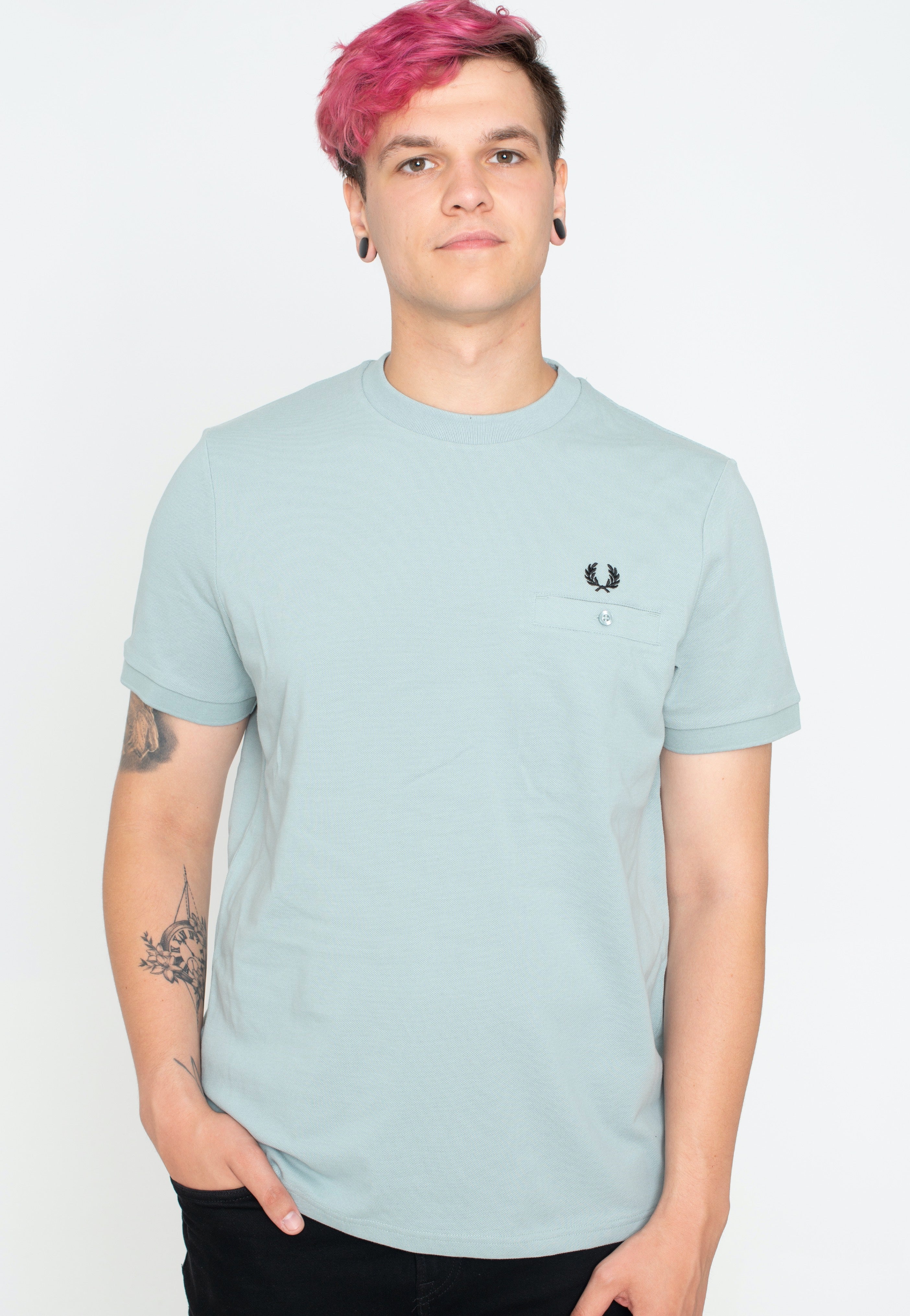 Fred Perry - Pocket Detail Pique Silver Blue - T-Shirt | Men-Image