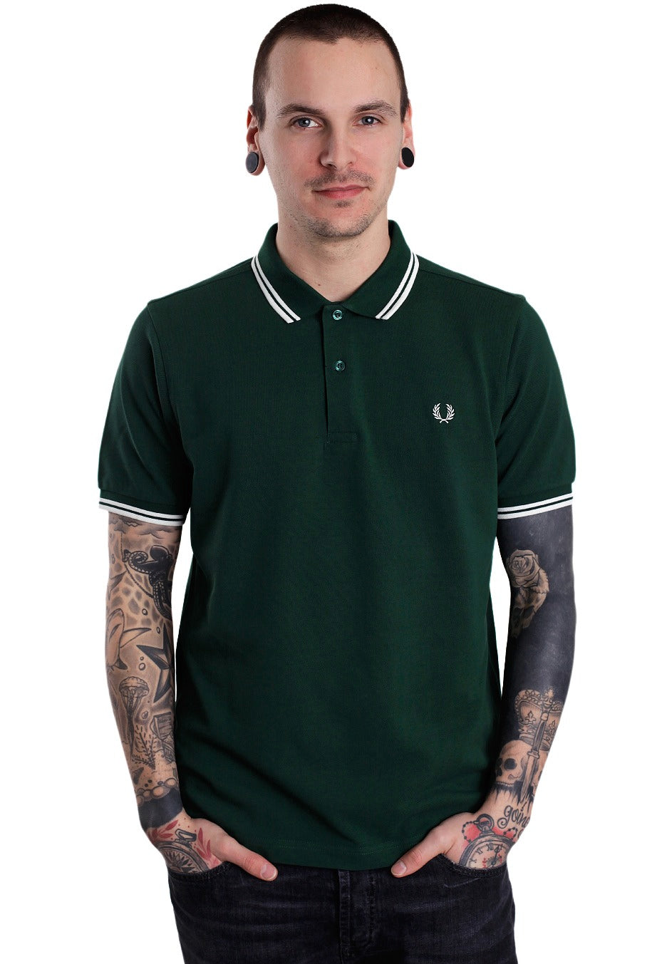 Fred Perry - Slim Fit Twin Tipped Ivy/Snow White - Polo | Men-Image