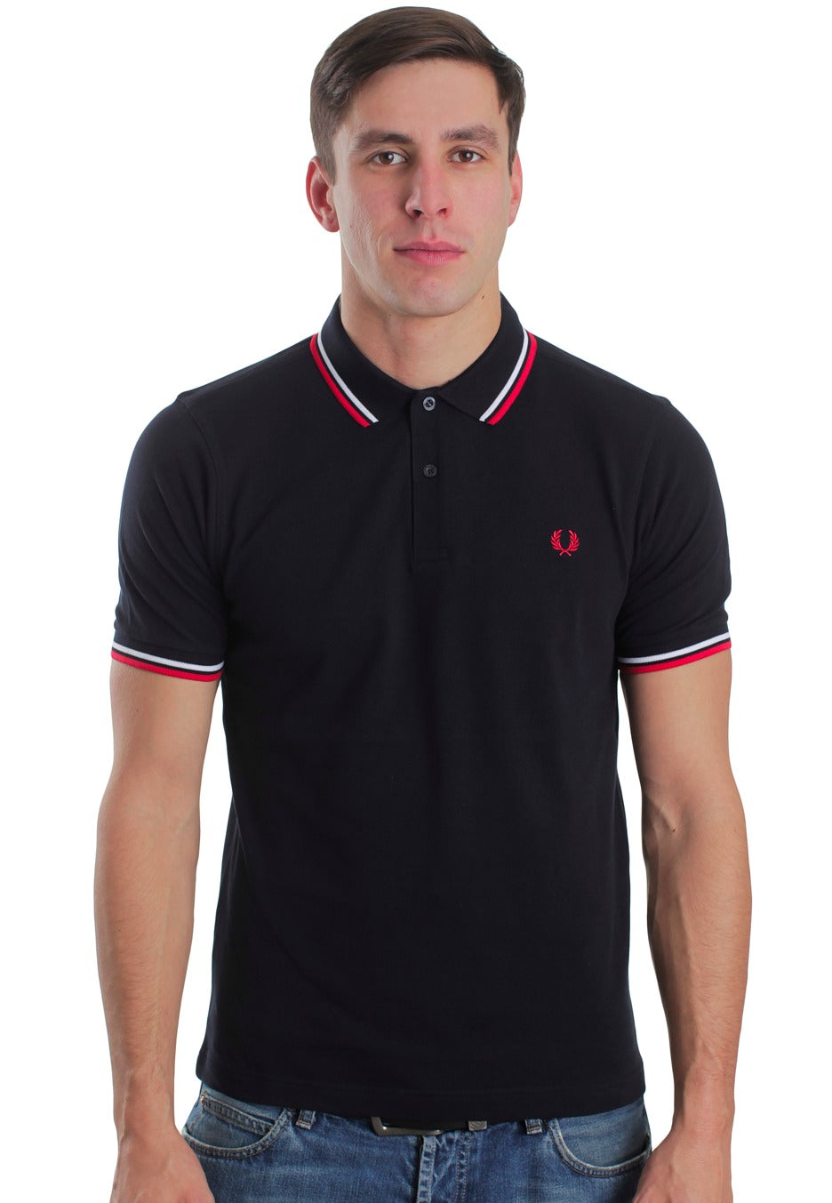 Fred Perry - Slim Fit Twin Tipped Navy/White/Red Core - Polo | Men-Image