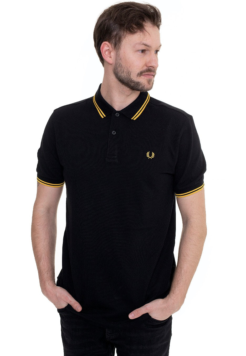 Fred Perry - Slim Fit Twin Tipped Black/New Yellow - Polo | Men-Image