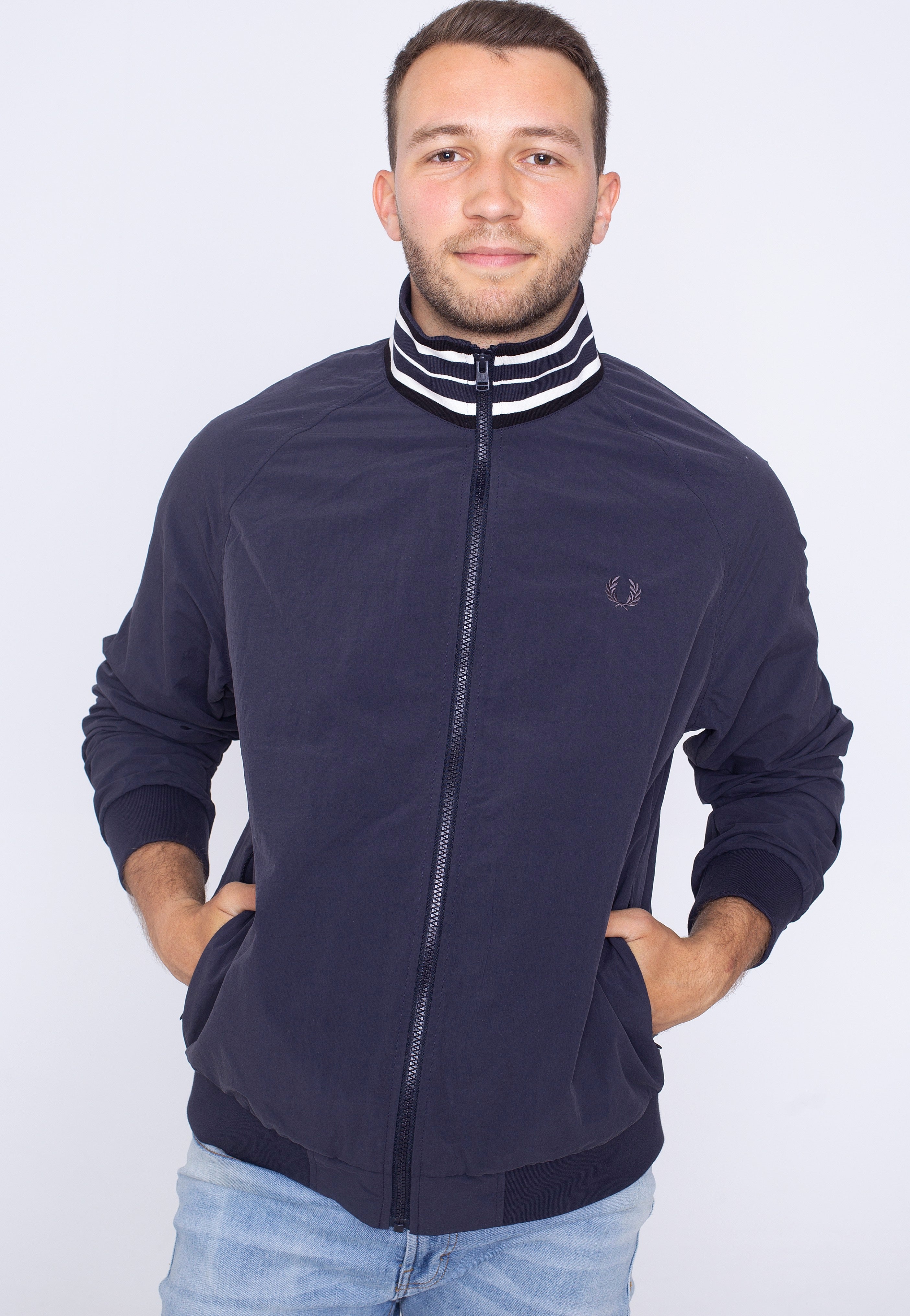 Fred Perry - Striped Collar Track Navy - Jacket | Men-Image