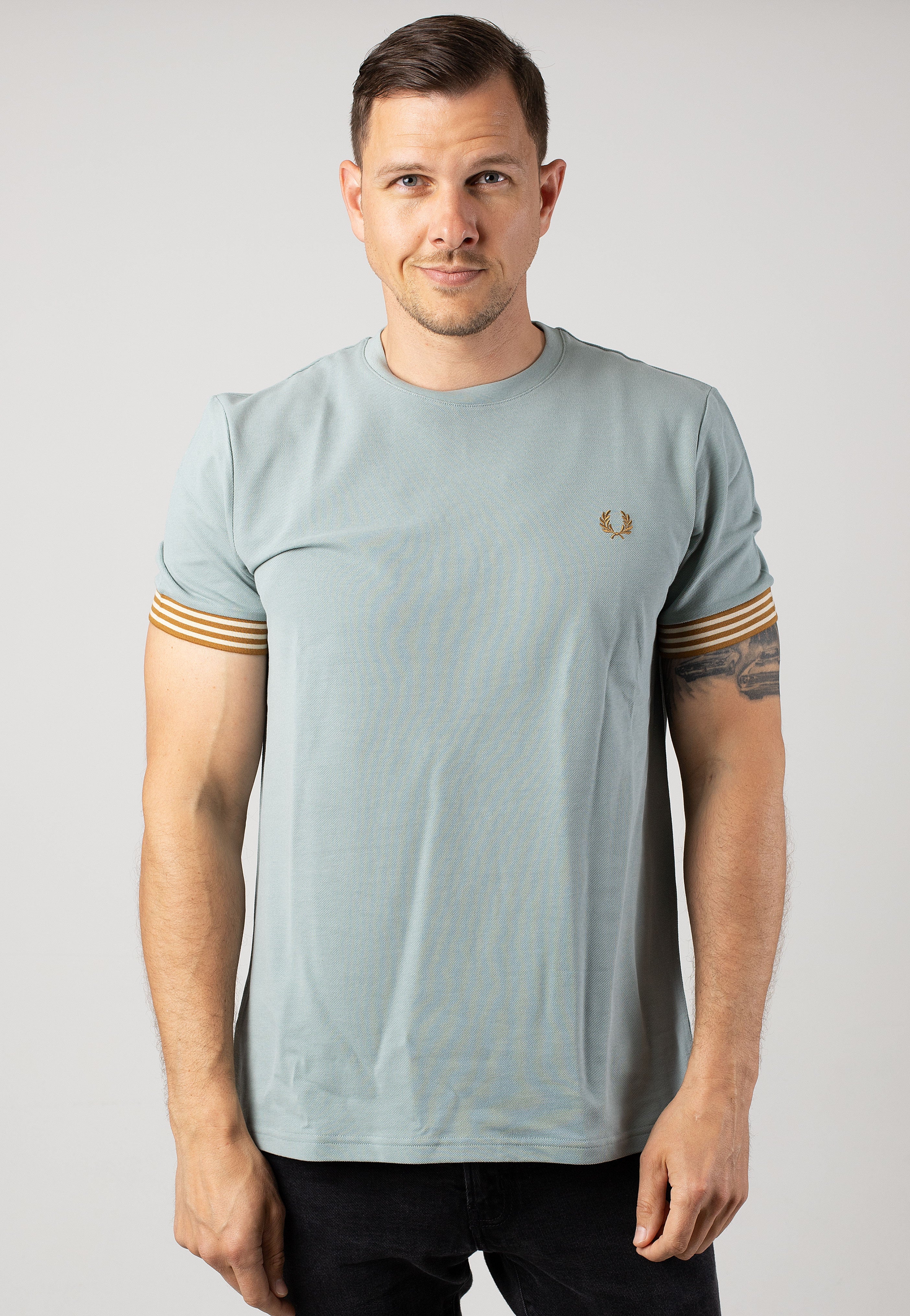 Fred Perry - Striped Cuff Silver Blue - T-Shirt | Men-Image