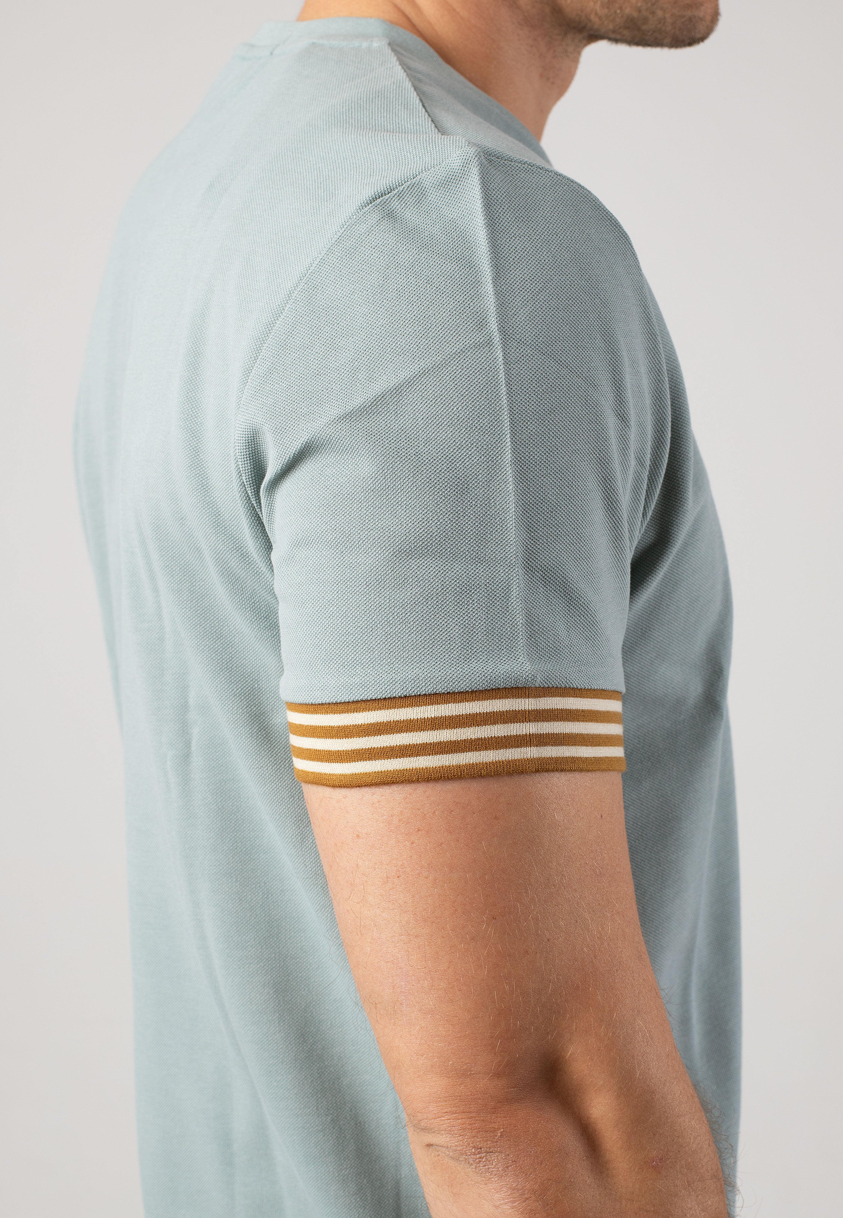 Fred Perry - Striped Cuff Silver Blue - T-Shirt | Men-Image