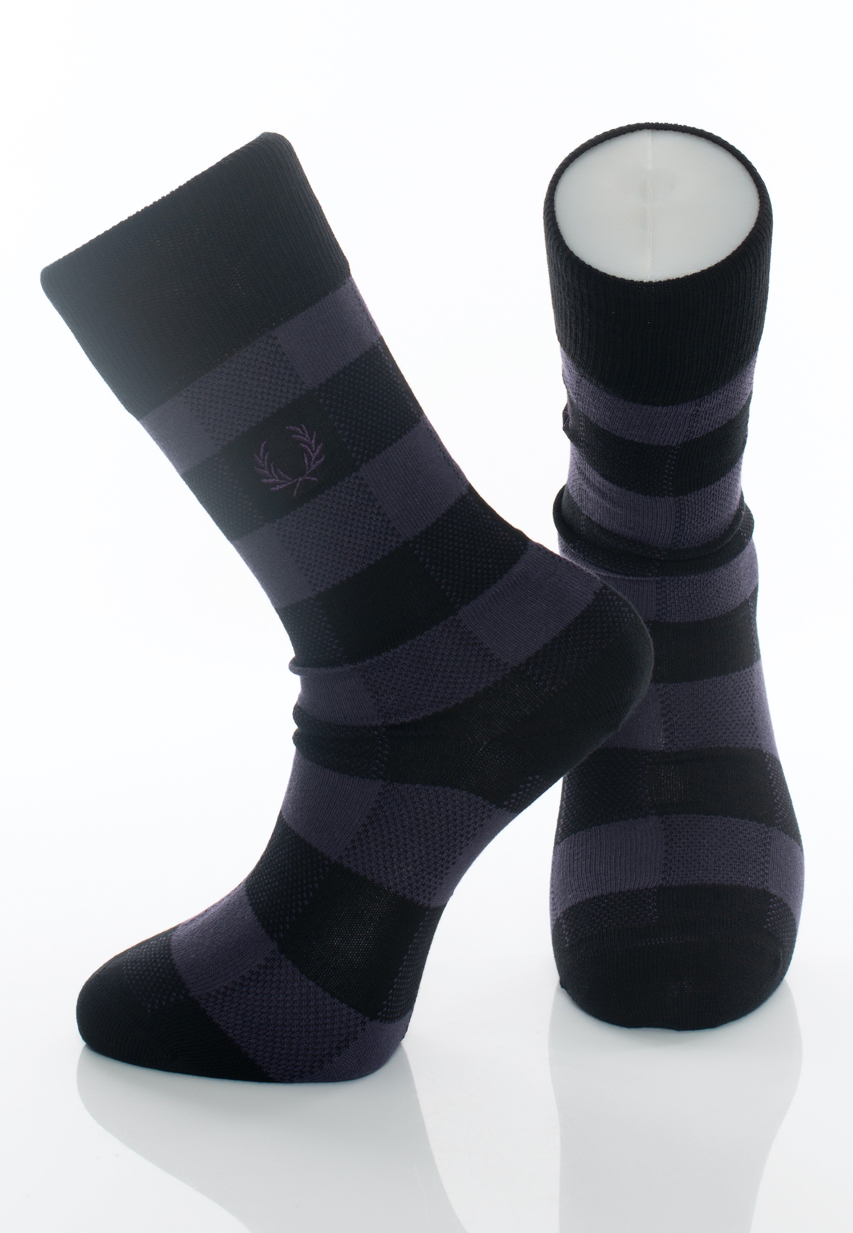 Fred Perry - Tonal Check Purple Heart - Socks | Neutral-Image