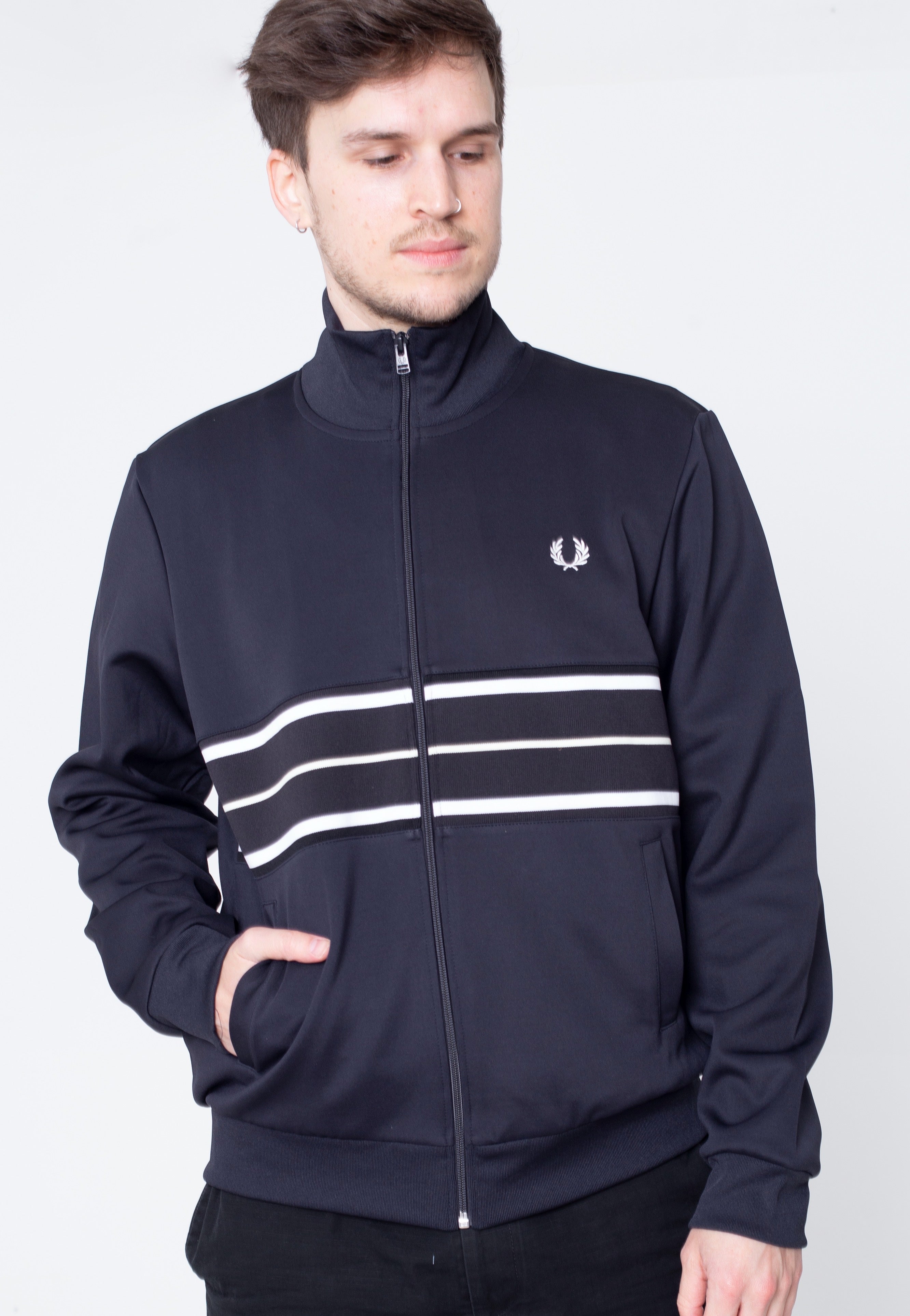 Fred Perry - Tramline Panel Track Navy - Track Jacket | Men-Image