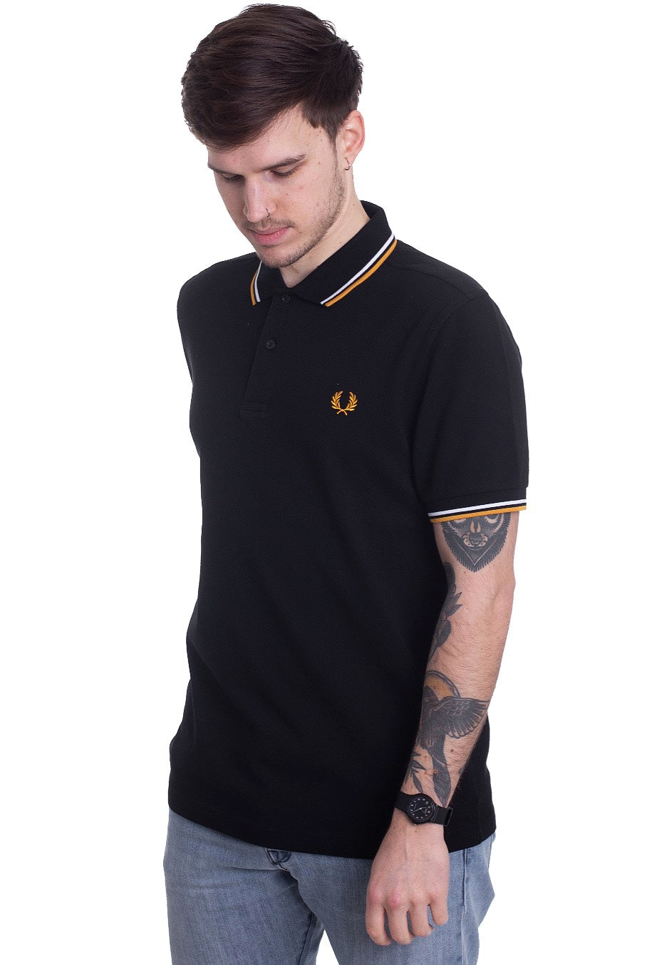 Fred Perry - Twin Tipped Black/Wht/Gold - Polo | Men-Image