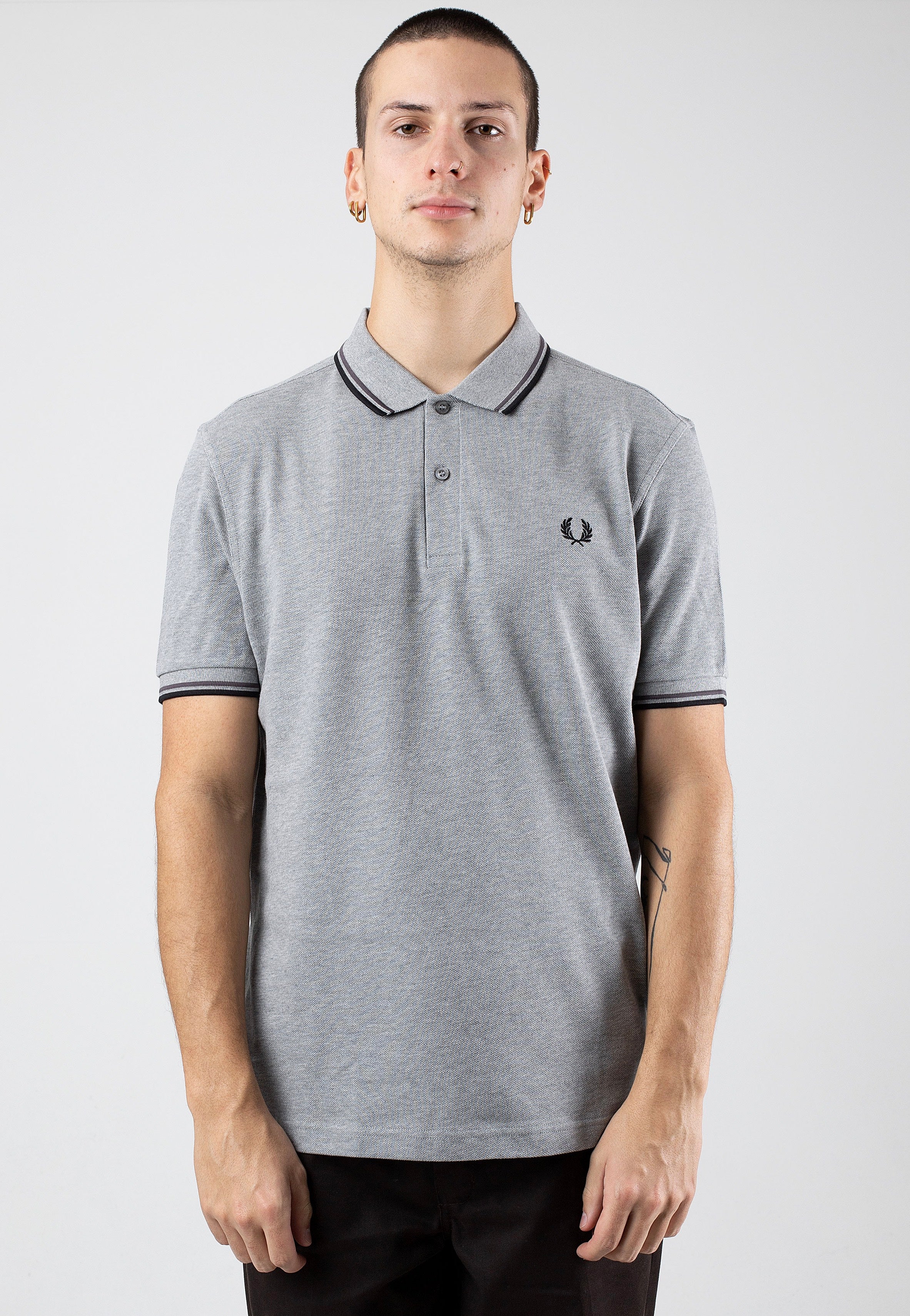 Fred Perry - Twin Tipped Steel Marl/Gunmetal/Black - Polo | Men-Image