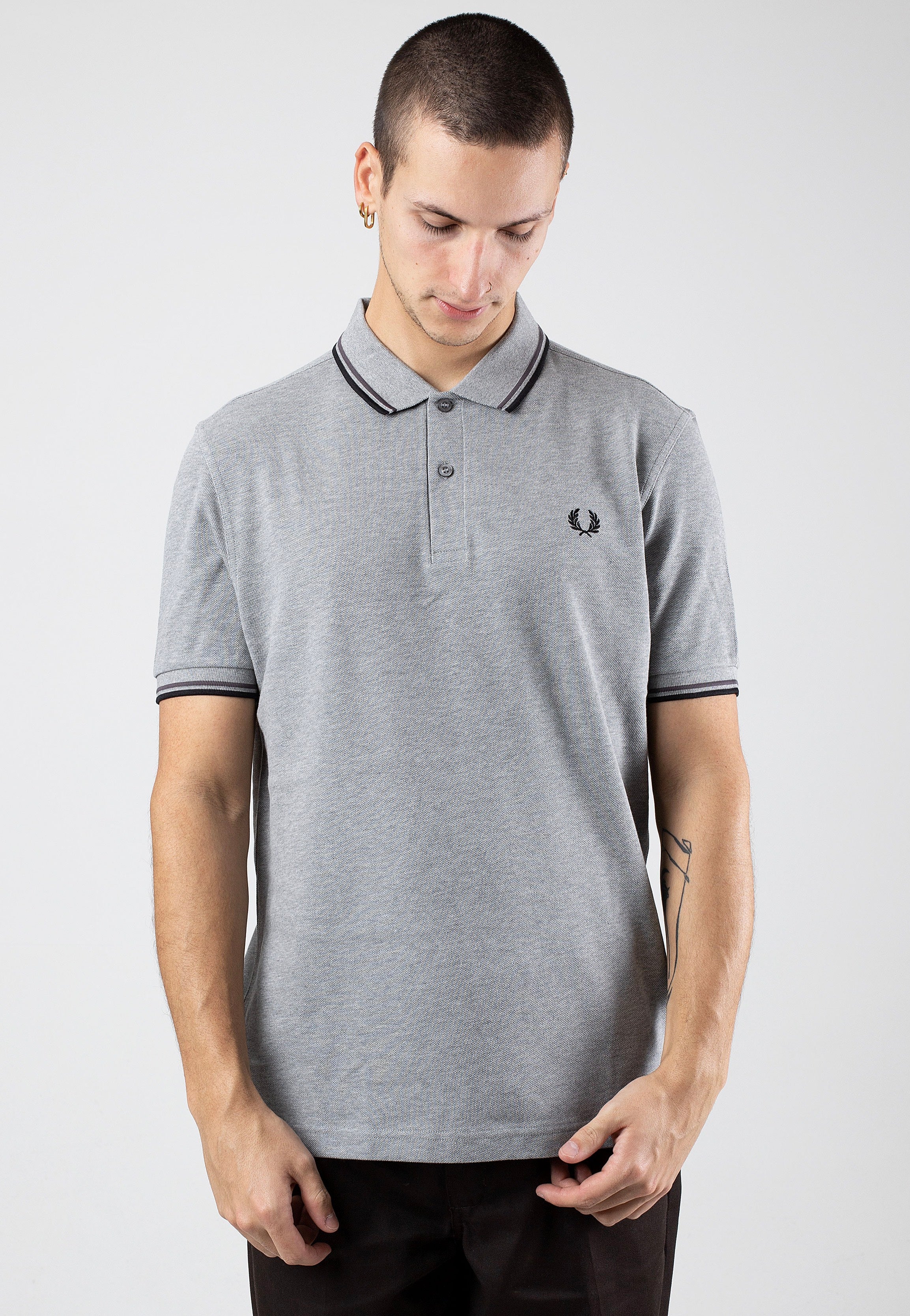 Fred Perry - Twin Tipped Steel Marl/Gunmetal/Black - Polo | Men-Image