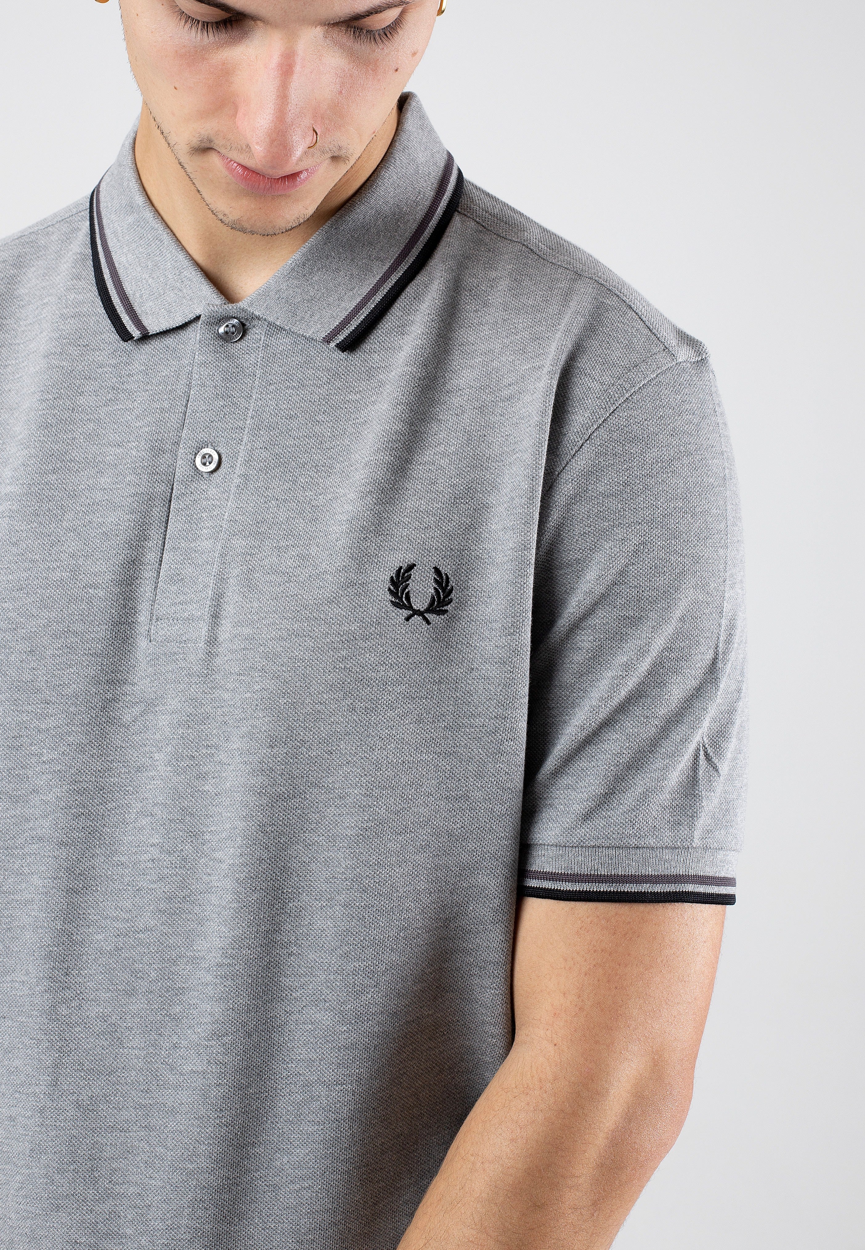 Fred Perry - Twin Tipped Steel Marl/Gunmetal/Black - Polo | Men-Image