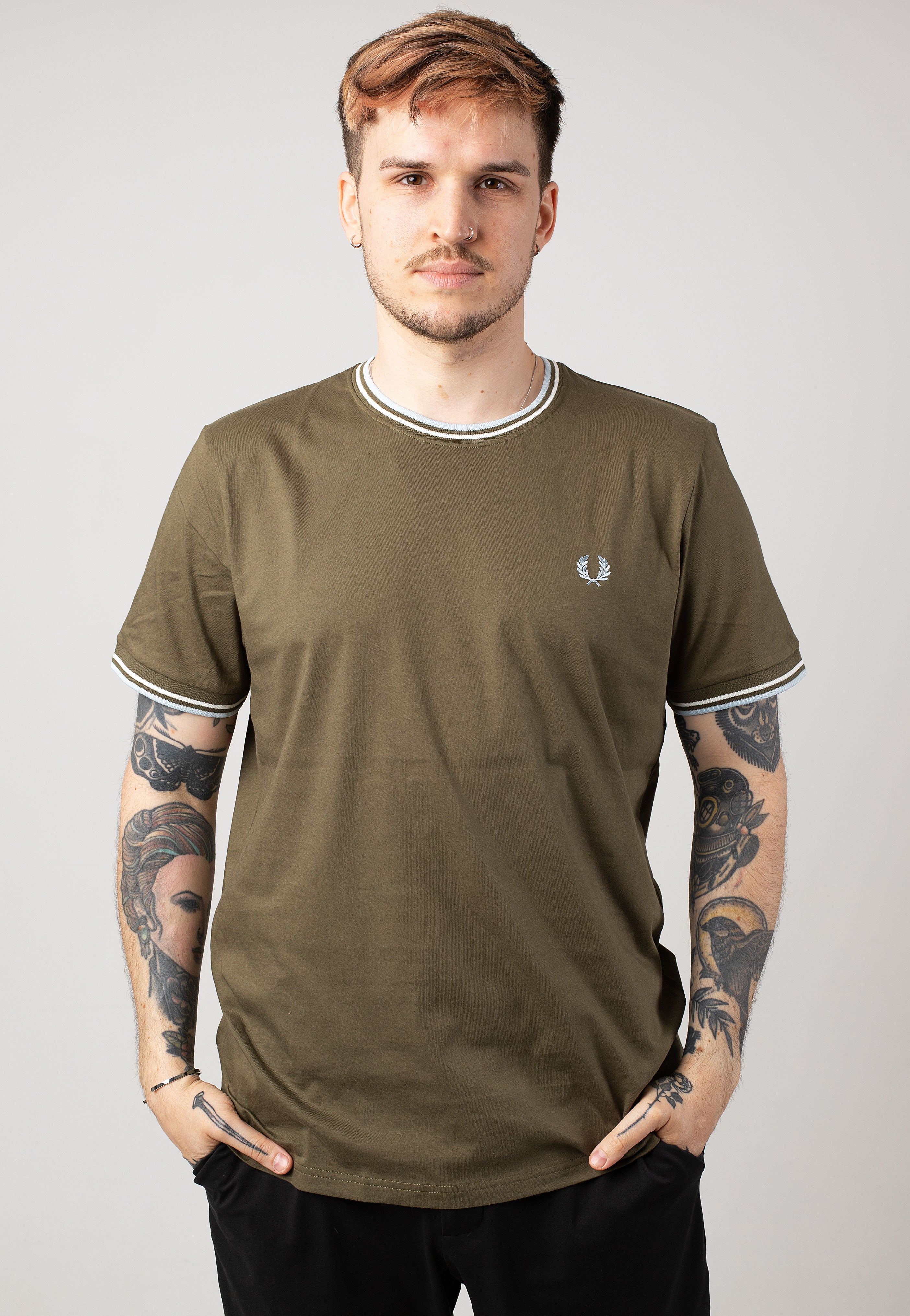 Fred Perry - Twin Tipped Uniform Green/Snow White/Light Ice - T-Shirt | Men-Image