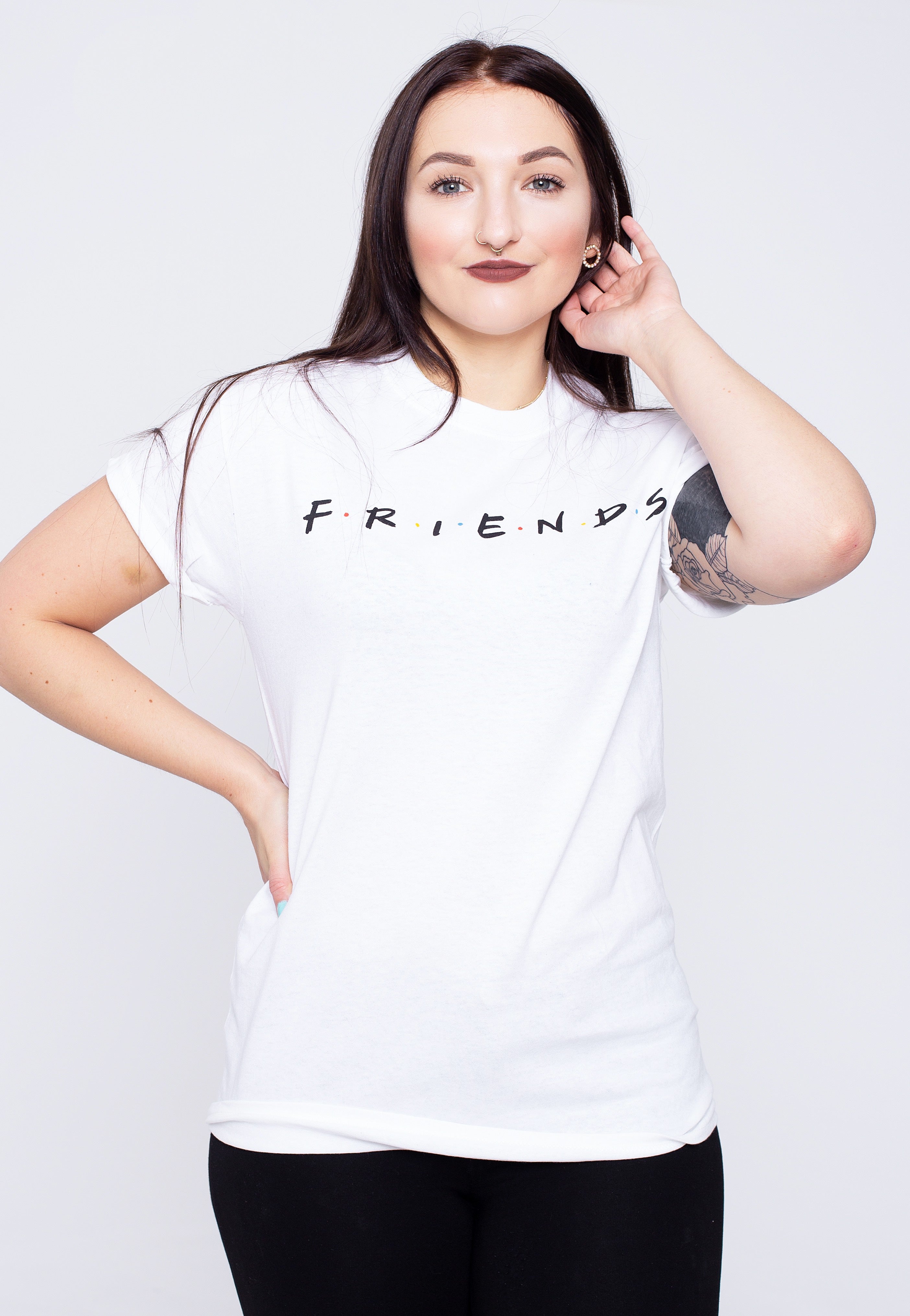 Friends - Logo Rolled Sleeve White - T-Shirt | Women-Image