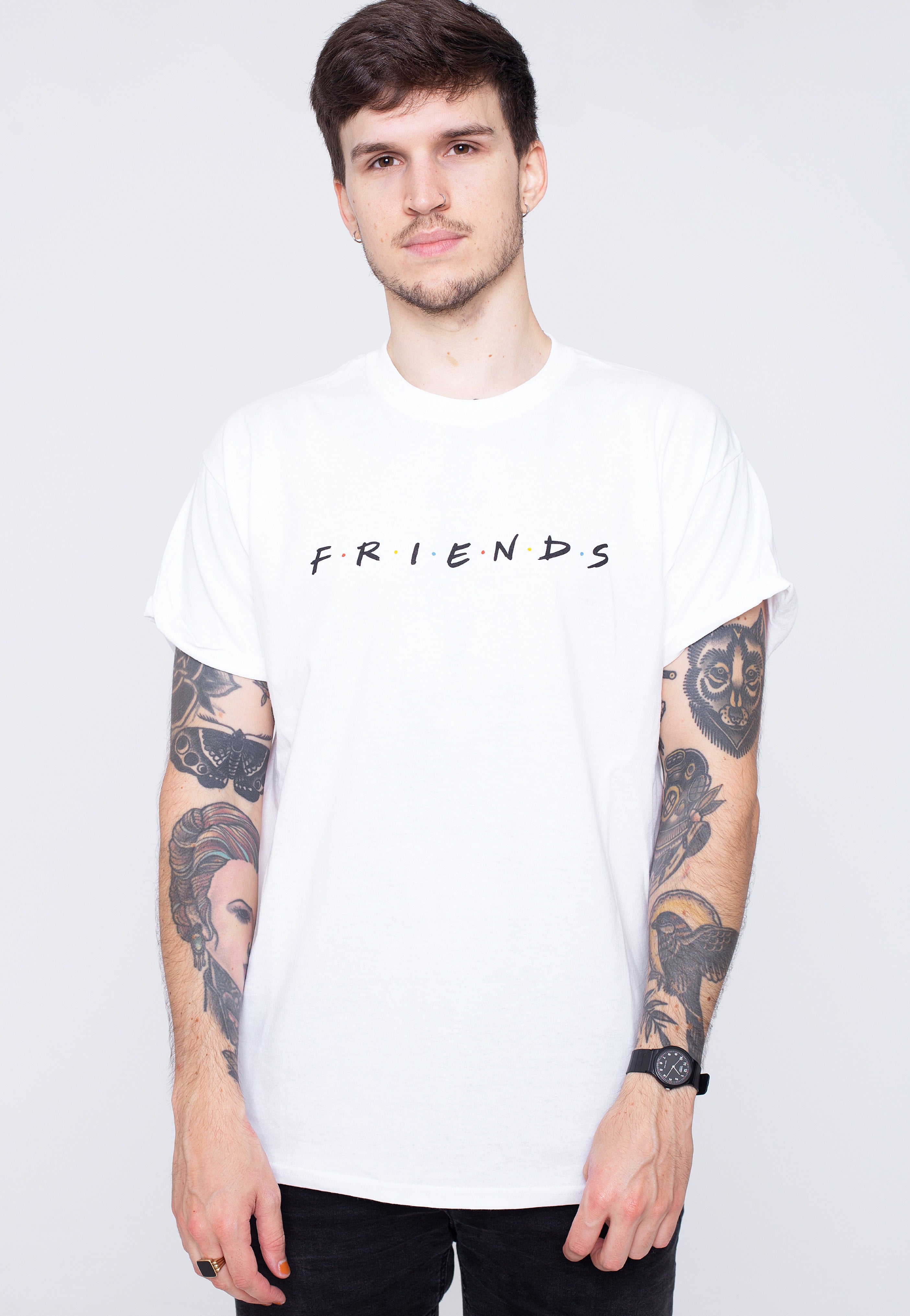 Friends - Logo Rolled Sleeve White - T-Shirt | Men-Image