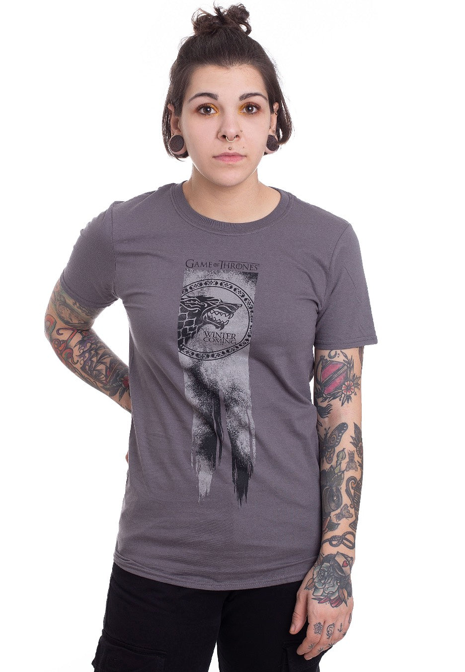 Game Of Thrones - Stark Flag: Winter Is Coming Grey - T-Shirt | Women-Image