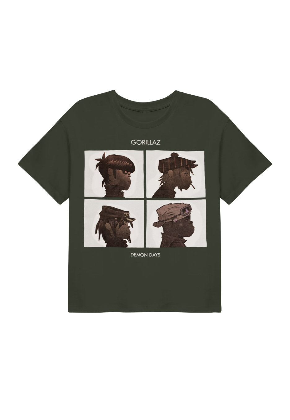 Gorillaz - Demon Days Cropped Khaki - T-Shirt | Neutral-Image