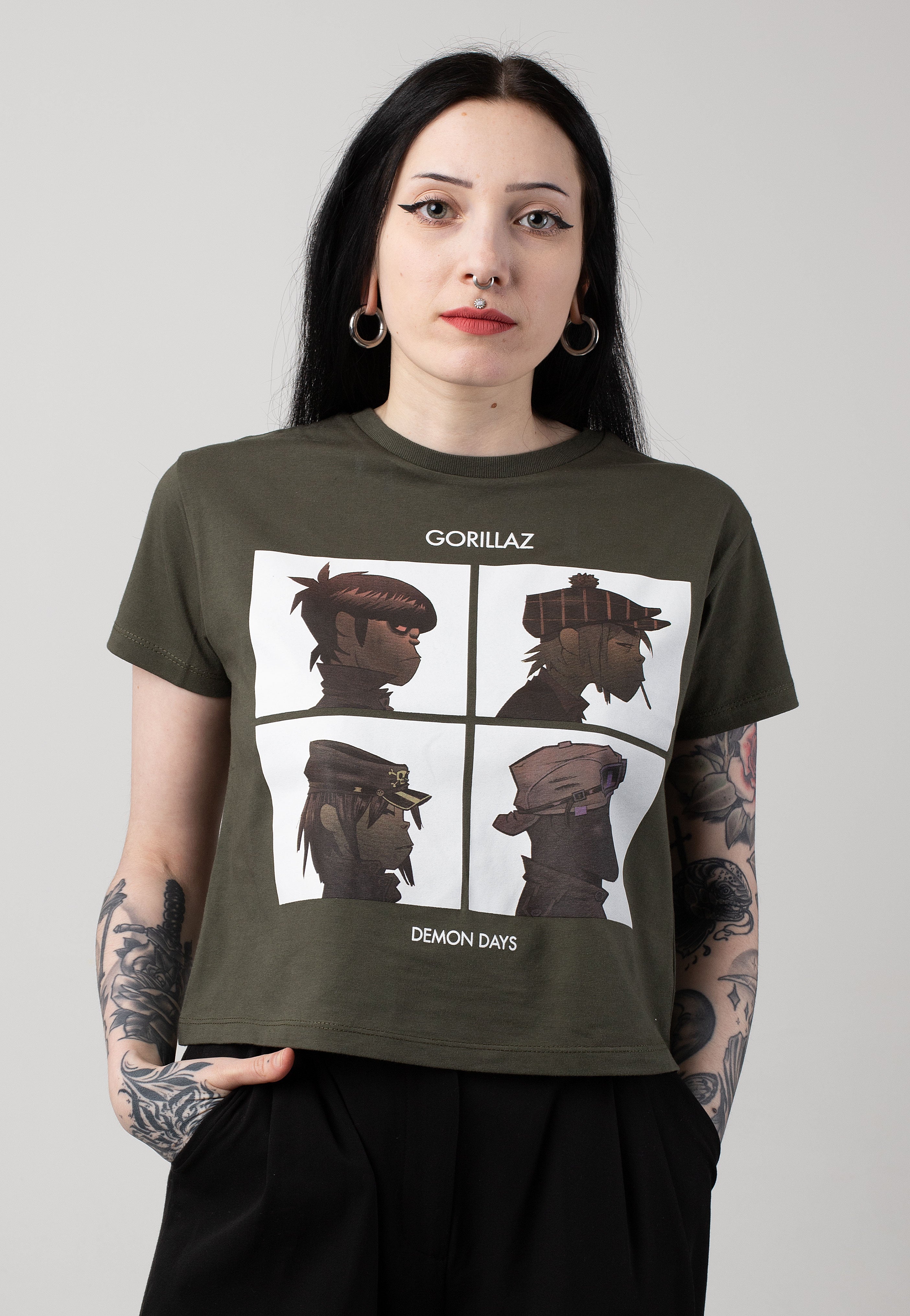 Gorillaz - Demon Days Cropped Khaki - T-Shirt | Women-Image