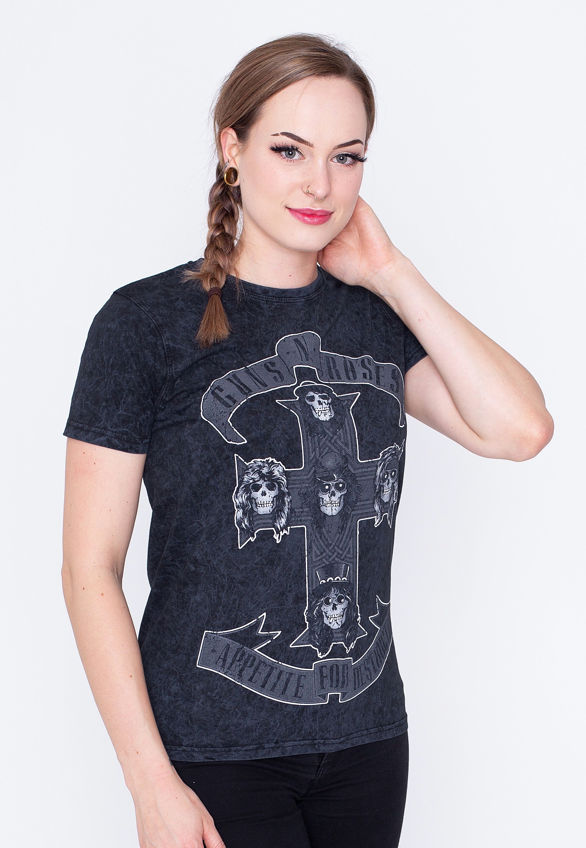 Guns N' Roses - Monochrome Cross Dip Dye - T-Shirt | Women-Image