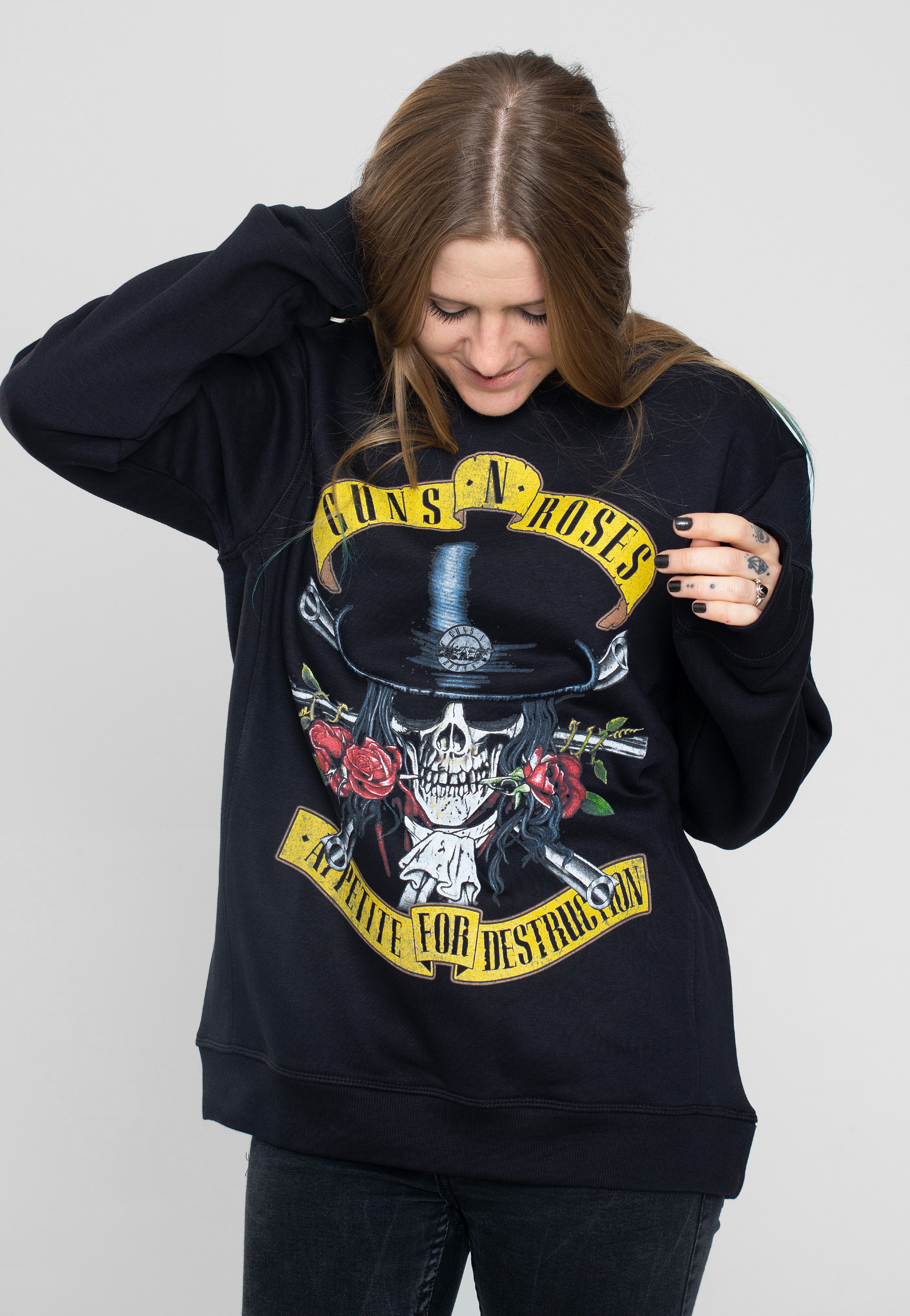 Guns N' Roses - Top Hat Skull Charcoal - Sweater | Women-Image